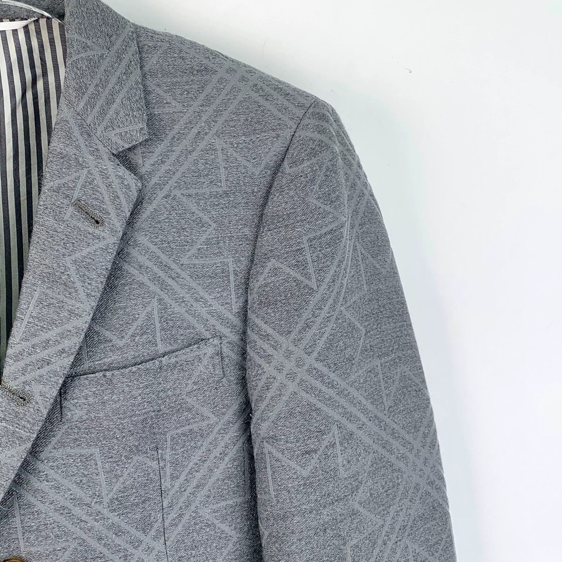 Thom Browne Thom Browne Grey Geometric Pattern Blazer Size 0 Size 34R - 3 Thumbnail