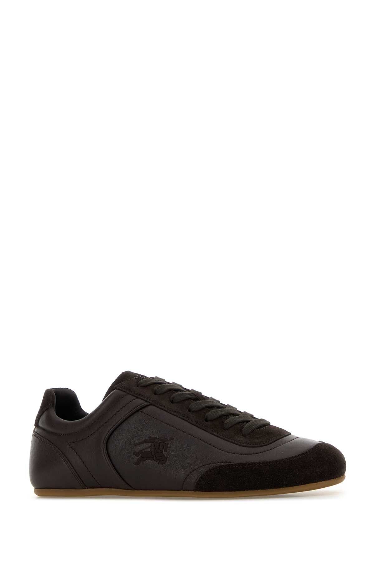 Burberry Brown Leather And Suede Sneakers Size US 8 / EU 41 - 2 Thumbnail