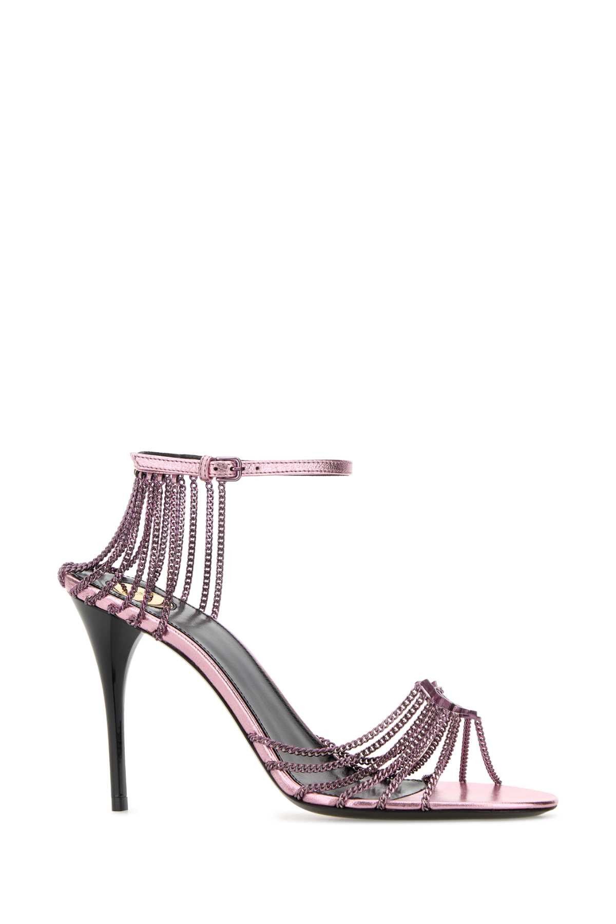 Saint Laurent Paris Lilac Metal Babylone Sandals Size US 7 / IT 37 - 2 Thumbnail