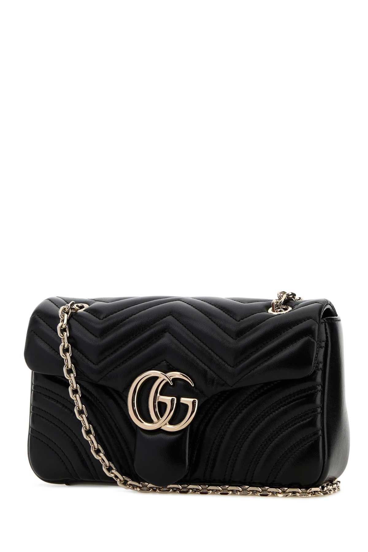 Gucci Black Nappa Leather Medium Gg Marmont Shoulder Bag Size ONE SIZE - 2 Thumbnail
