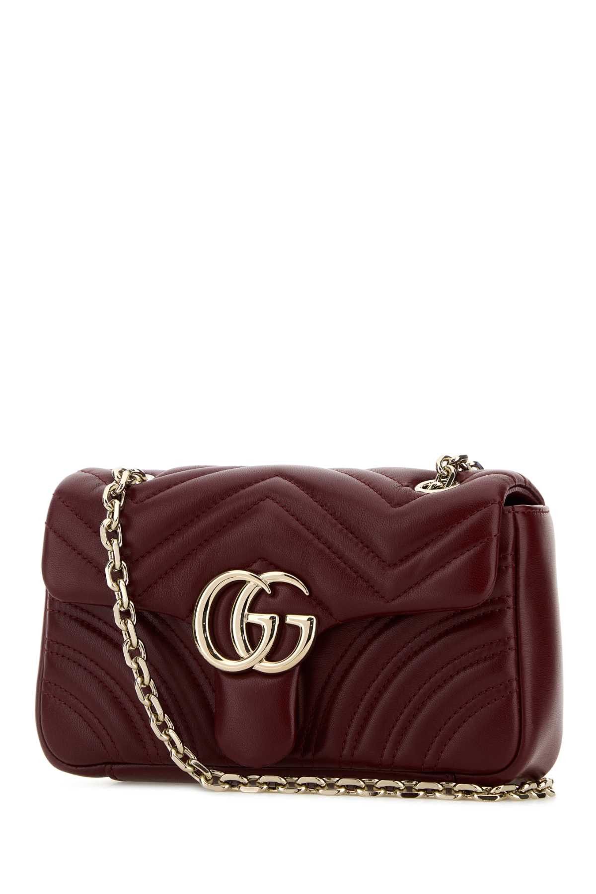 Gucci Burgundy Nappa Leather Small Gg Marmont Shoulder Bag Size ONE SIZE - 2 Thumbnail