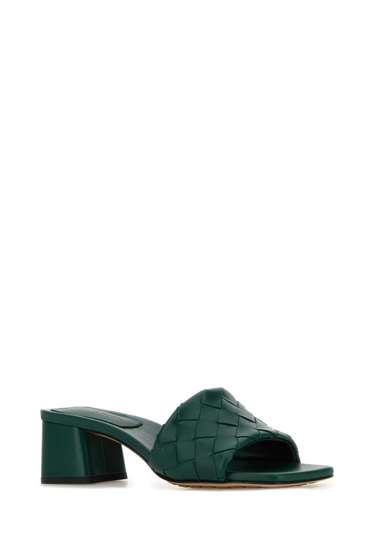Bottega Veneta Emerald Green Leather Parco Mules Size US 10 / IT 40 - 2 Thumbnail