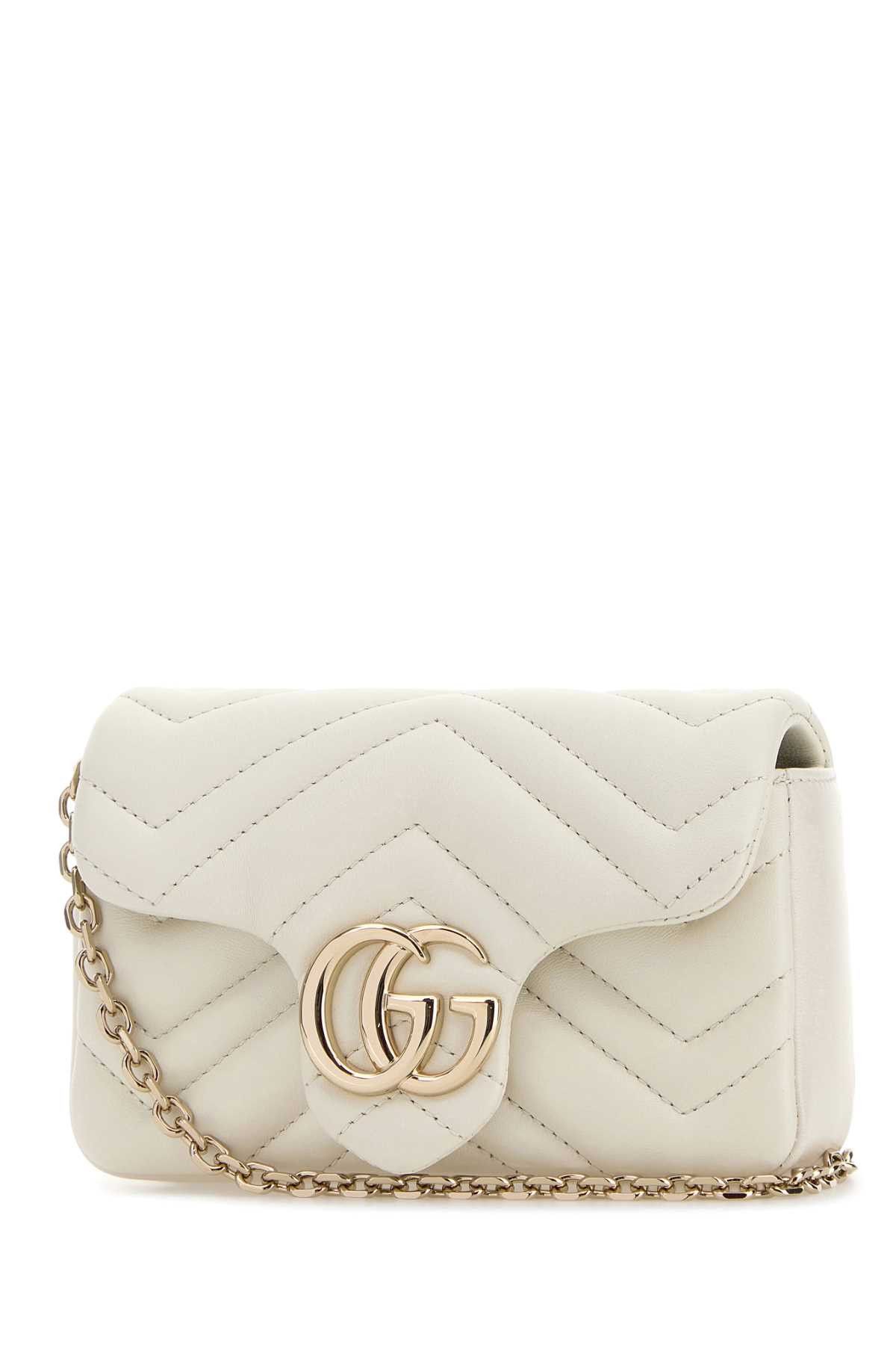 Gucci White Leather Mini Gg Marmont Shoulder Bag Size ONE SIZE - 2 Thumbnail