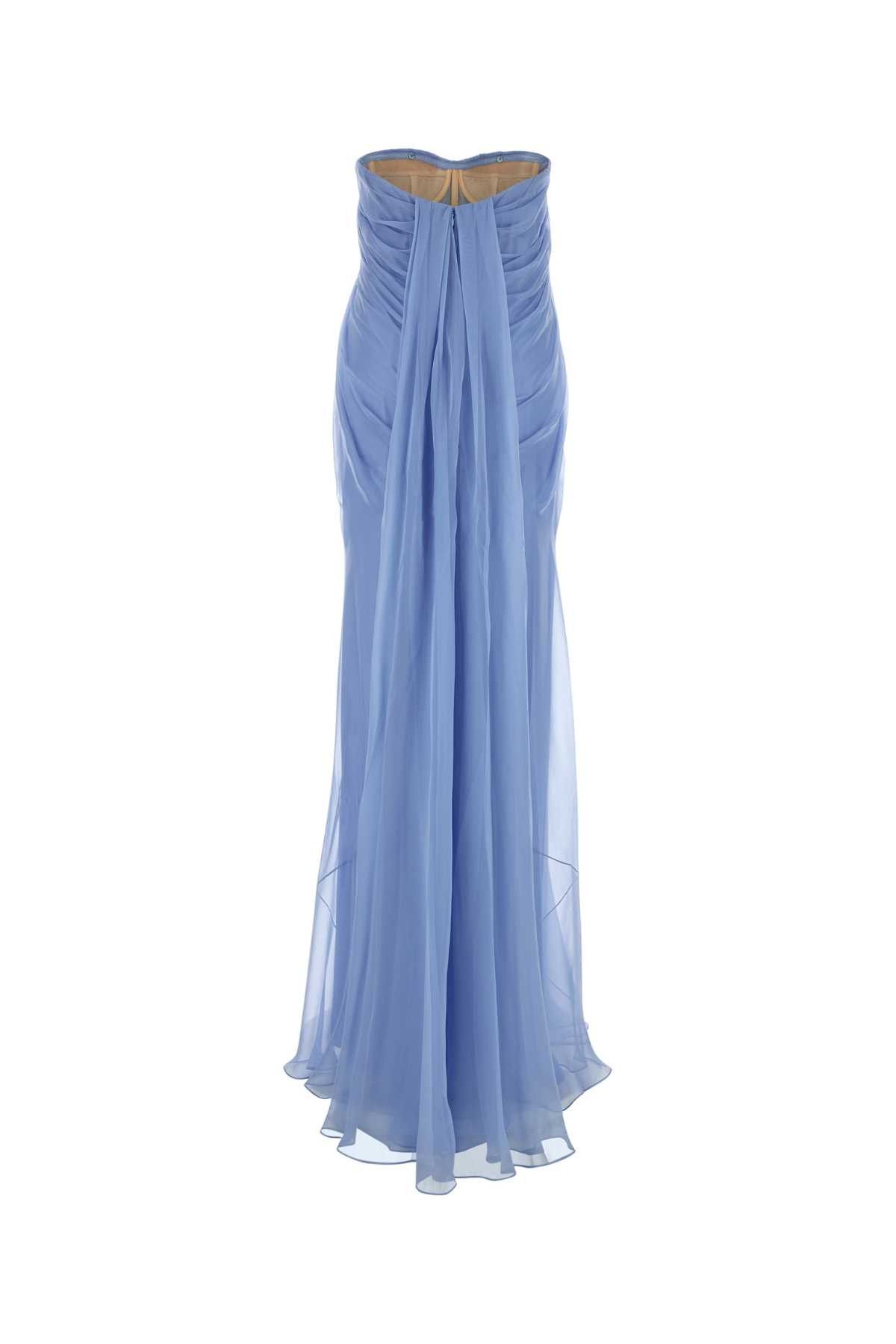 Alexander McQueen Light-Blue Silk Long Dress Size S / US 4 / IT 40 - 2 Thumbnail