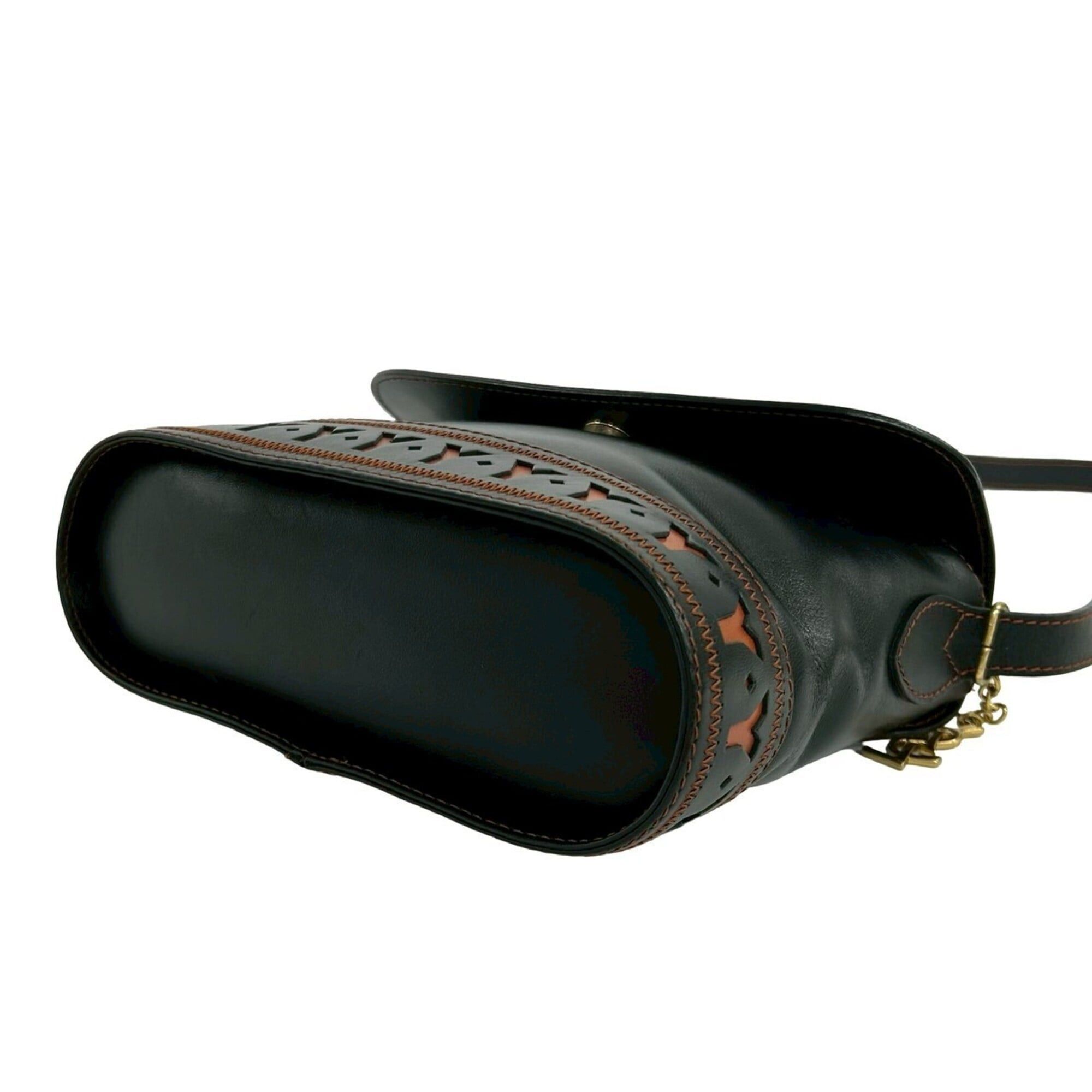 Yves Saint Laurent YVES SAINT LAURENT Cassandra Leather Shoulder Bag with Cutout Hardware, Black, 14153 Size ONE SIZE - 8 Thumbnail