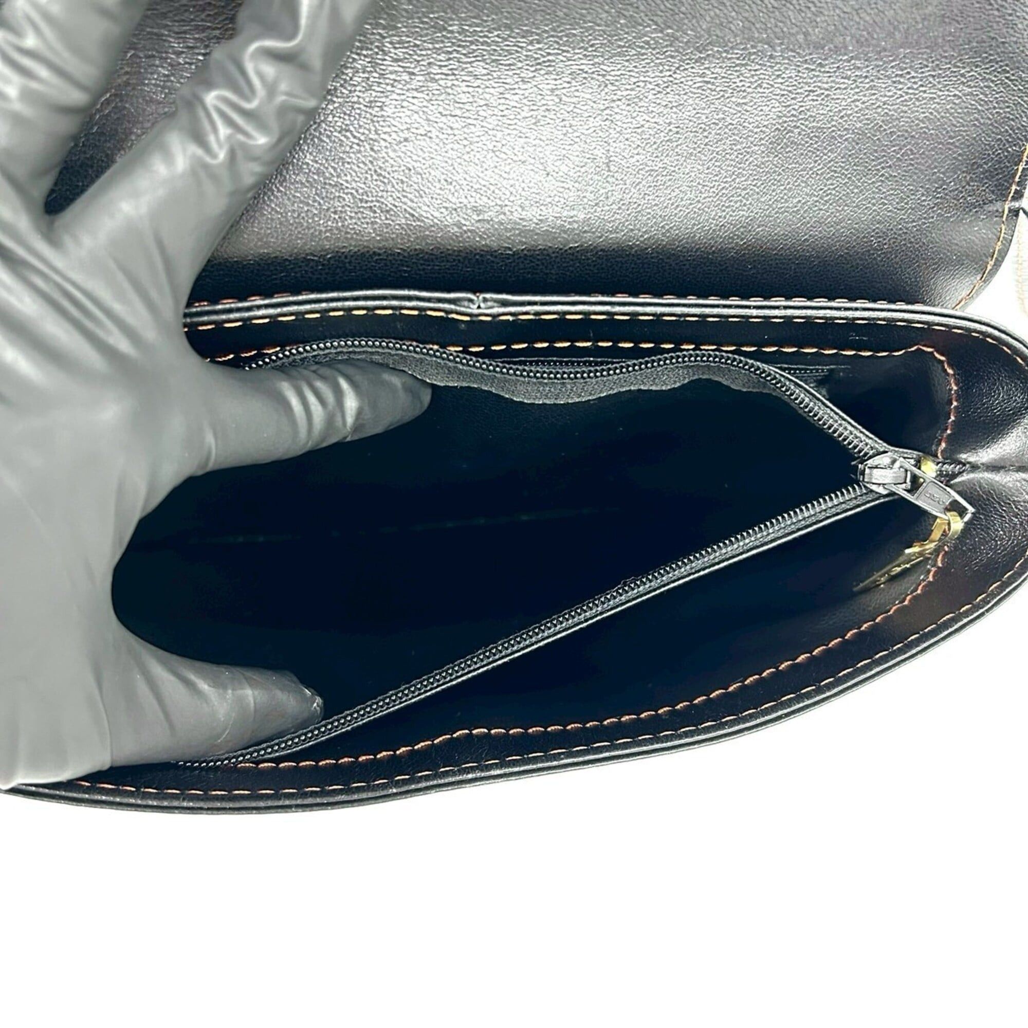 Yves Saint Laurent YVES SAINT LAURENT Cassandra Leather Shoulder Bag with Cutout Hardware, Black, 14153 Size ONE SIZE - 10 Thumbnail