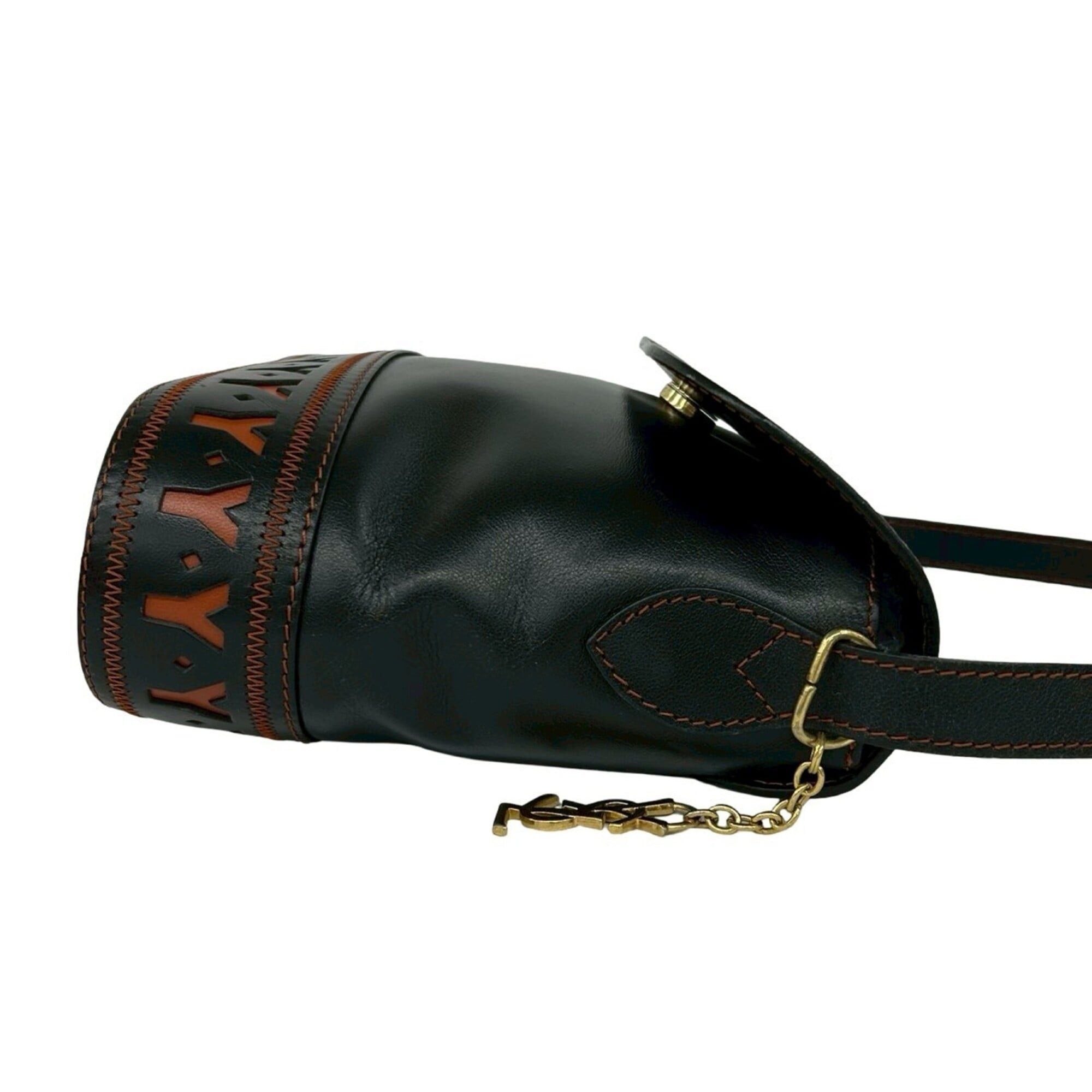 Yves Saint Laurent YVES SAINT LAURENT Cassandra Leather Shoulder Bag with Cutout Hardware, Black, 14153 Size ONE SIZE - 6 Thumbnail
