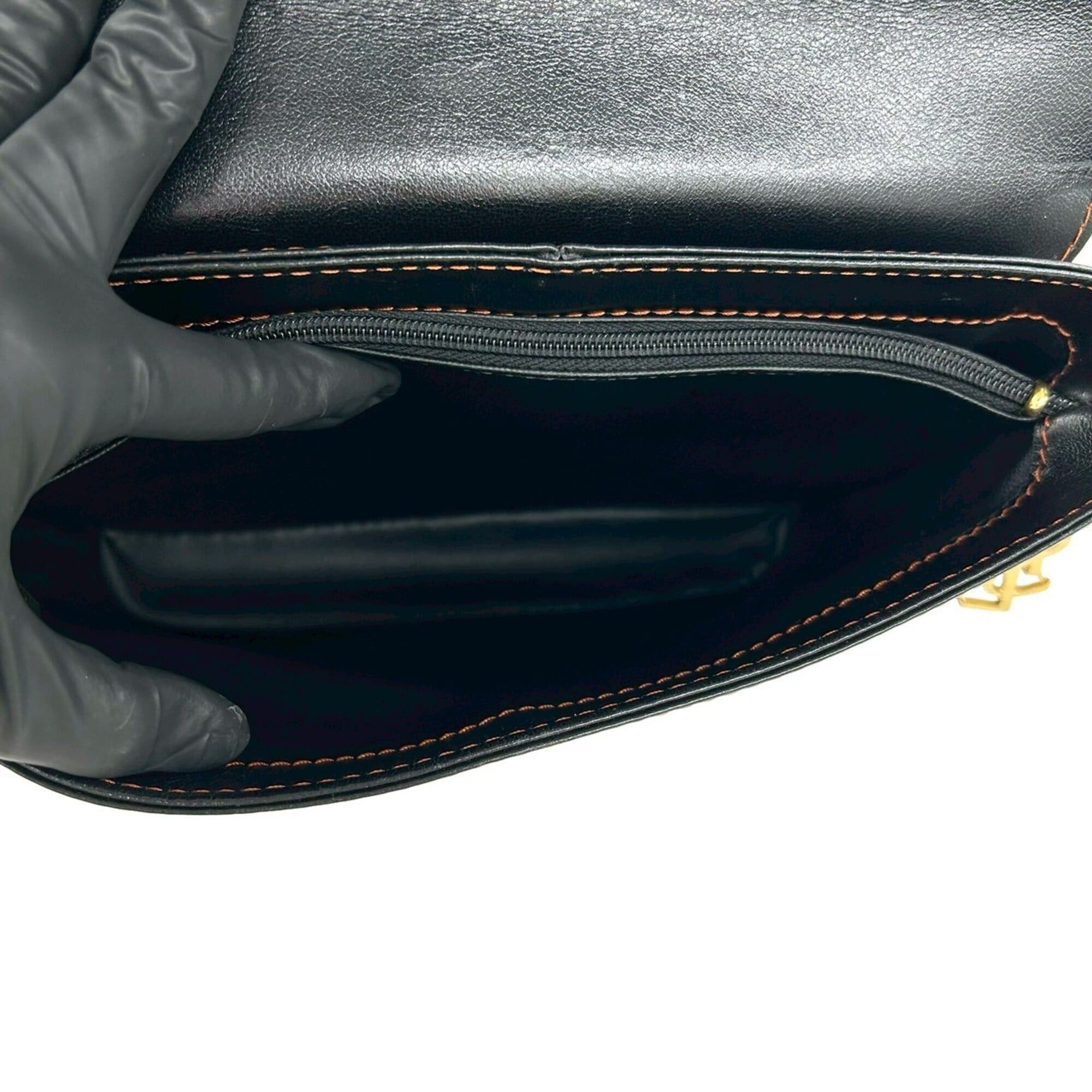 Yves Saint Laurent YVES SAINT LAURENT Cassandra Leather Shoulder Bag with Cutout Hardware, Black, 14153 Size ONE SIZE - 9 Thumbnail