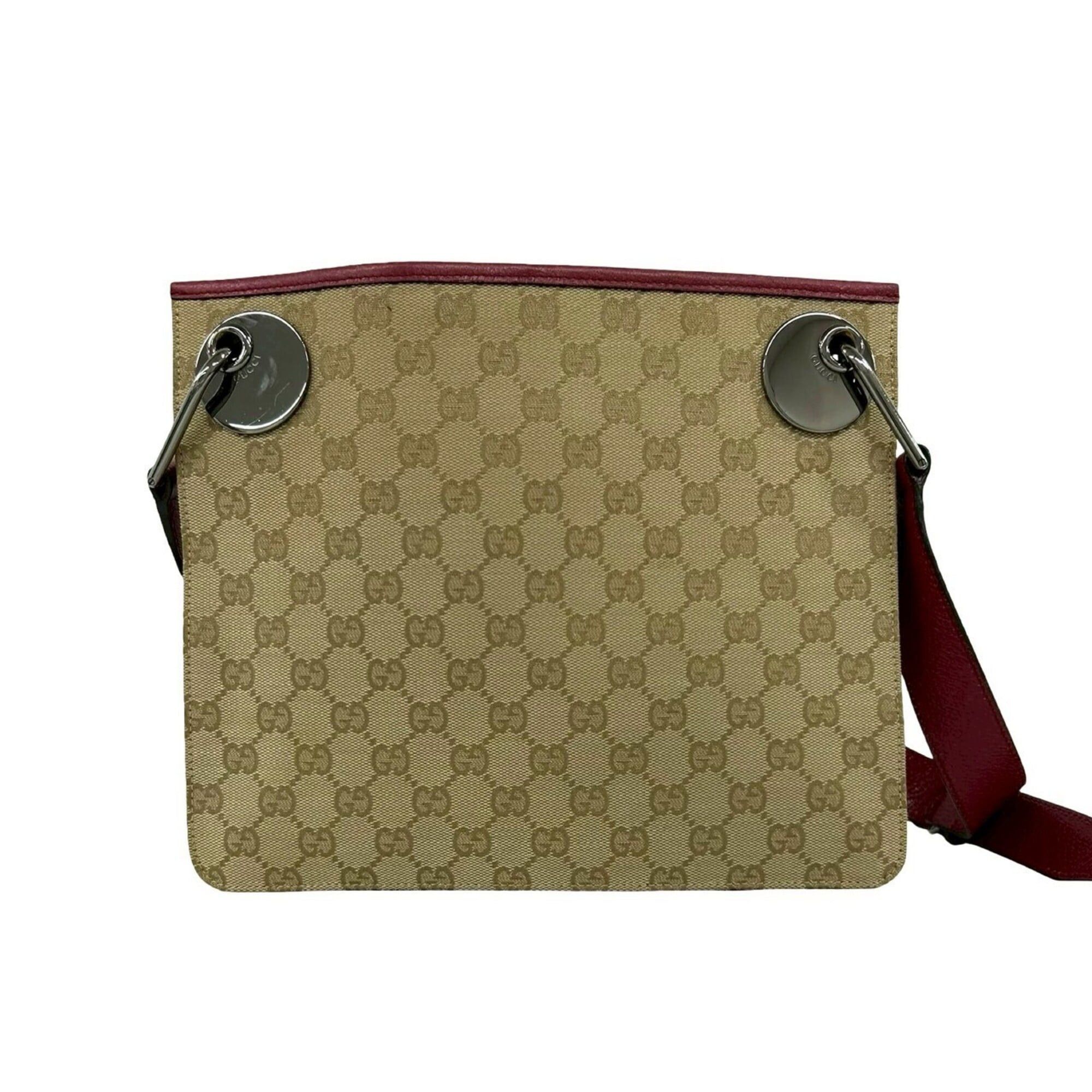Gucci GUCCI GG Monogram Canvas Leather Shoulder Bag/Pouch/Sacoche - Beige/Burgundy 03674 Size ONE SIZE - 3 Thumbnail