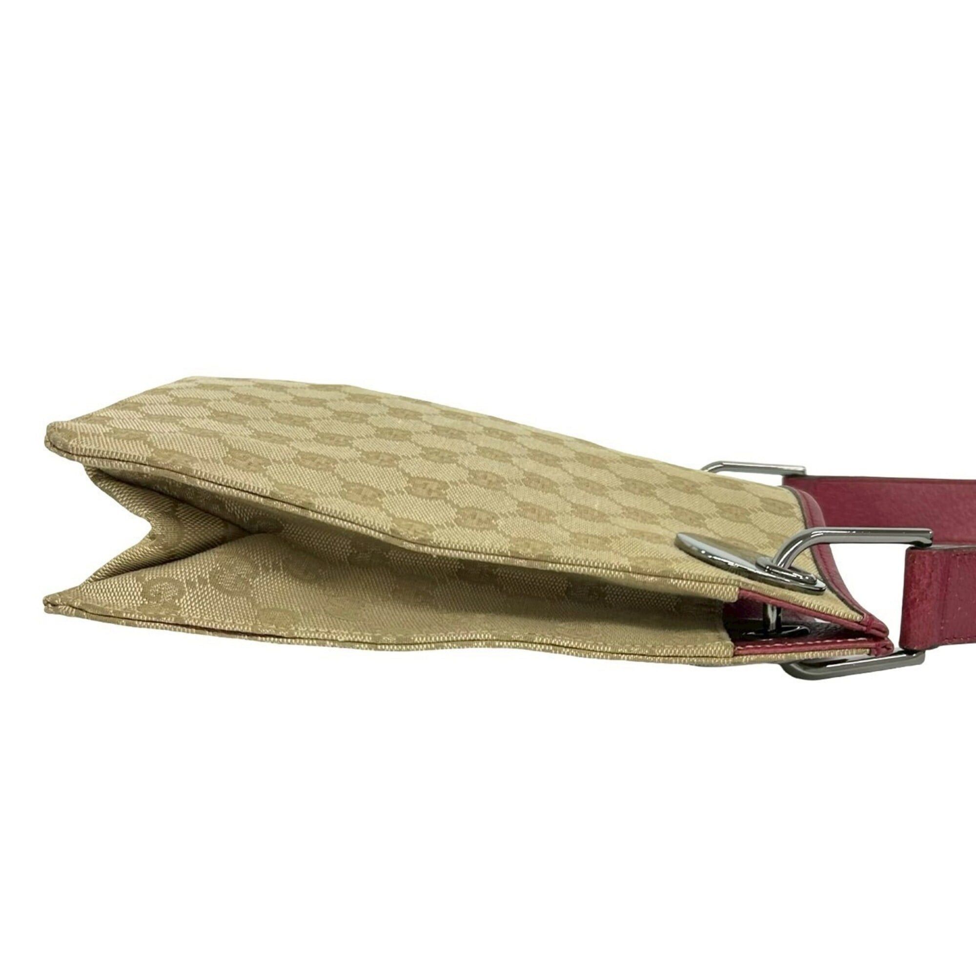Gucci GUCCI GG Monogram Canvas Leather Shoulder Bag/Pouch/Sacoche - Beige/Burgundy 03674 Size ONE SIZE - 6 Thumbnail
