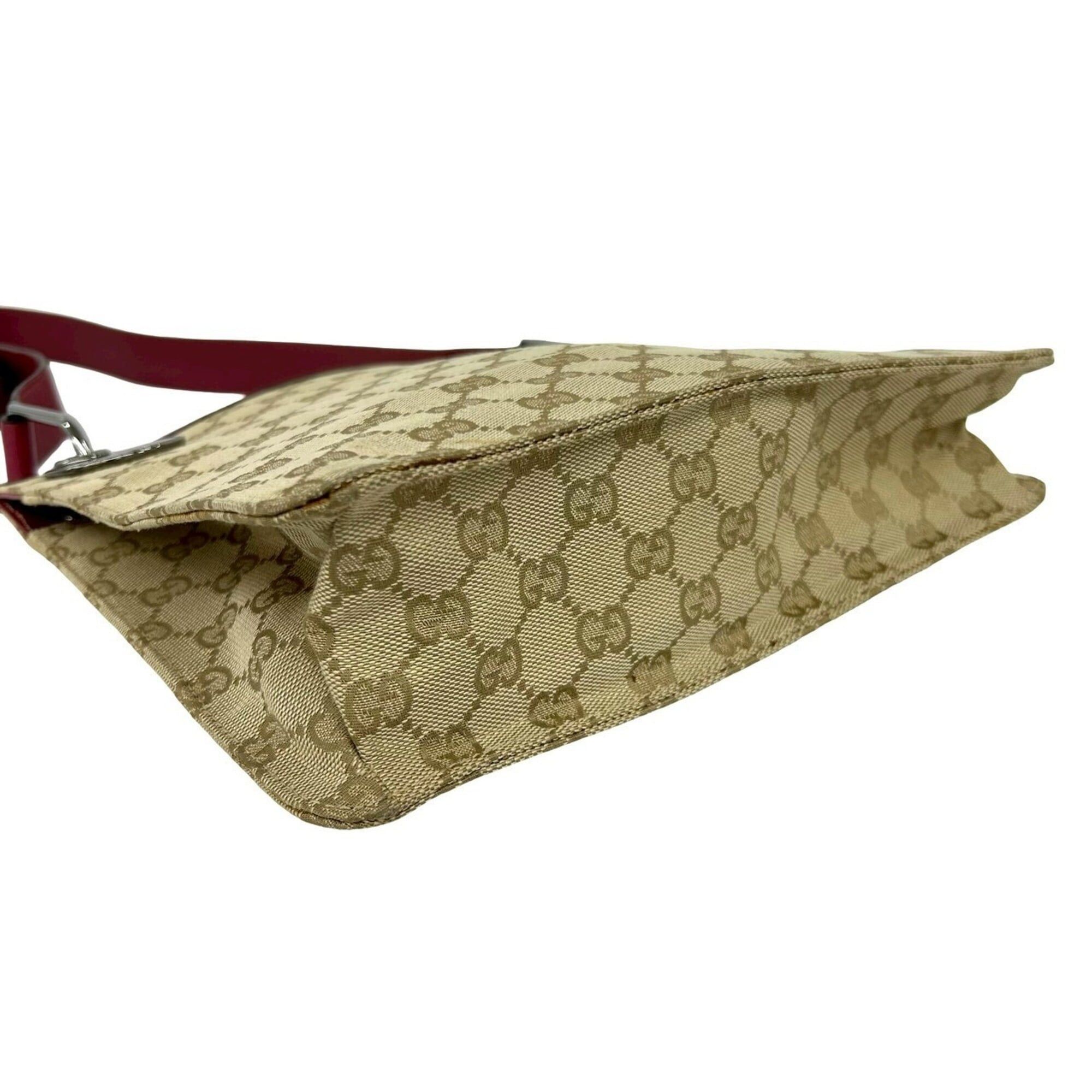 Gucci GUCCI GG Monogram Canvas Leather Shoulder Bag/Pouch/Sacoche - Beige/Burgundy 03674 Size ONE SIZE - 7 Thumbnail