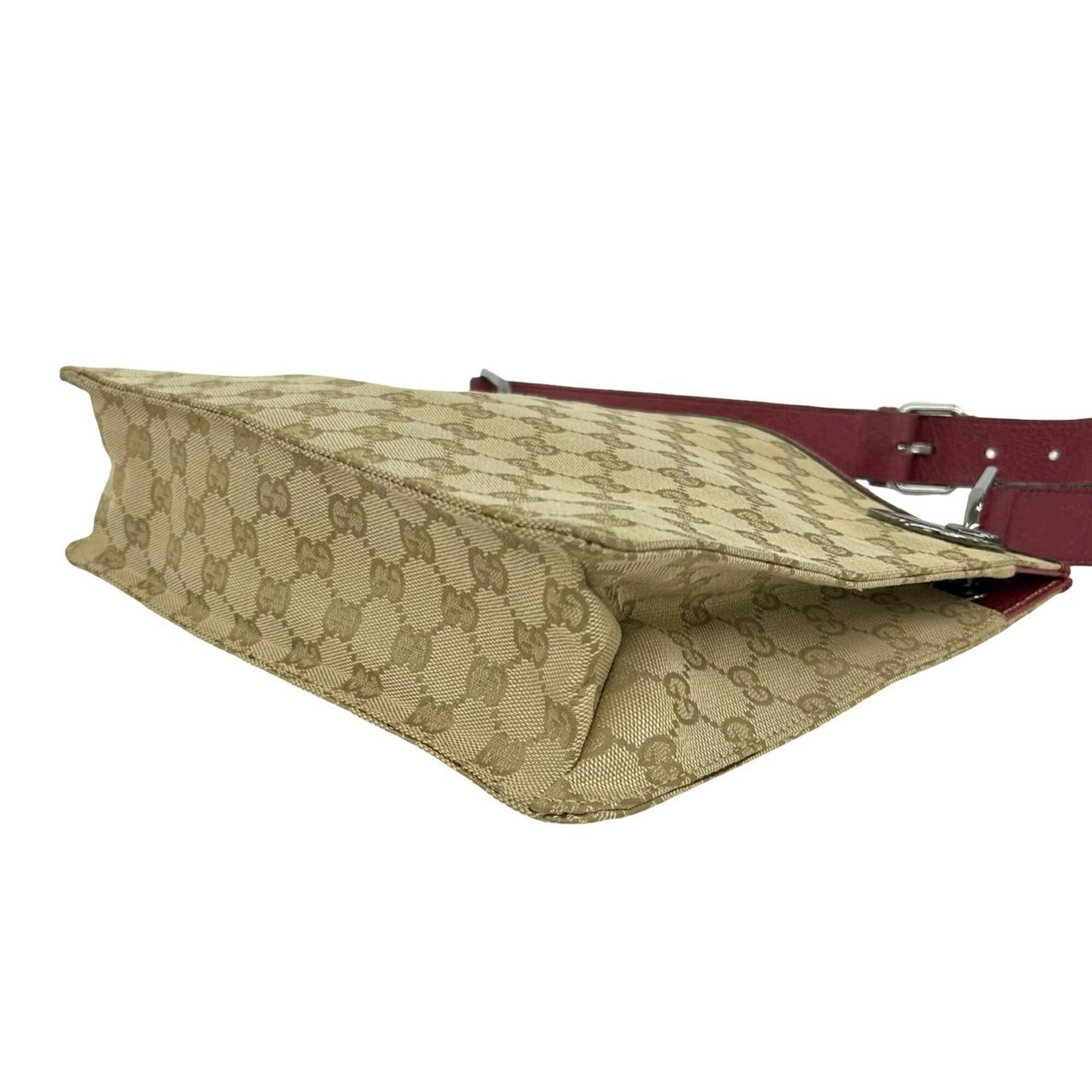 Gucci GUCCI GG Monogram Canvas Leather Shoulder Bag/Pouch/Sacoche - Beige/Burgundy 03674 Size ONE SIZE - 8 Thumbnail
