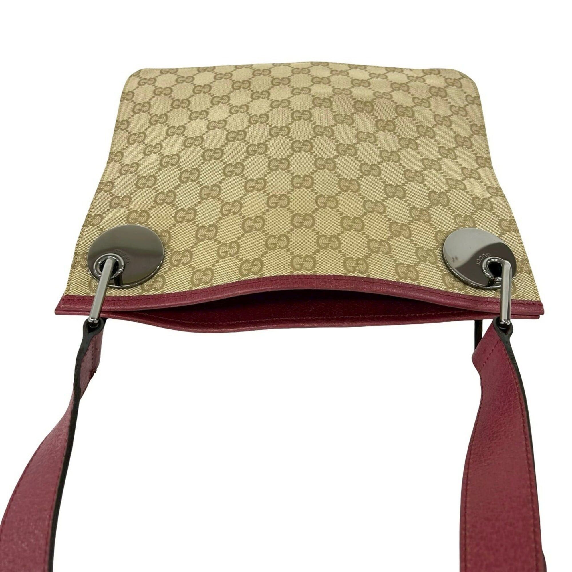 Gucci GUCCI GG Monogram Canvas Leather Shoulder Bag/Pouch/Sacoche - Beige/Burgundy 03674 Size ONE SIZE - 4 Thumbnail