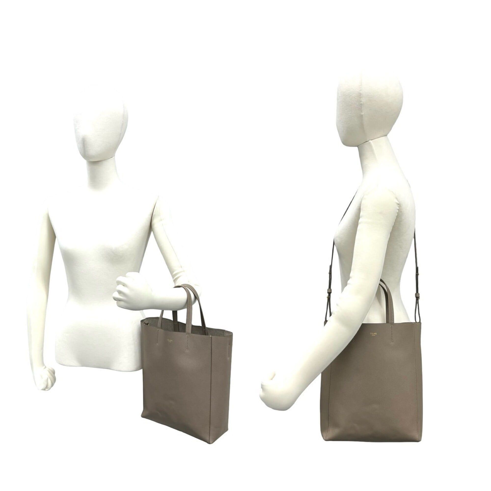 Celine CELINE Vertical Cabas Small Logo Leather 2-way Shoulder Bag/Handbag Beige 93328 Size ONE SIZE - 2 Thumbnail