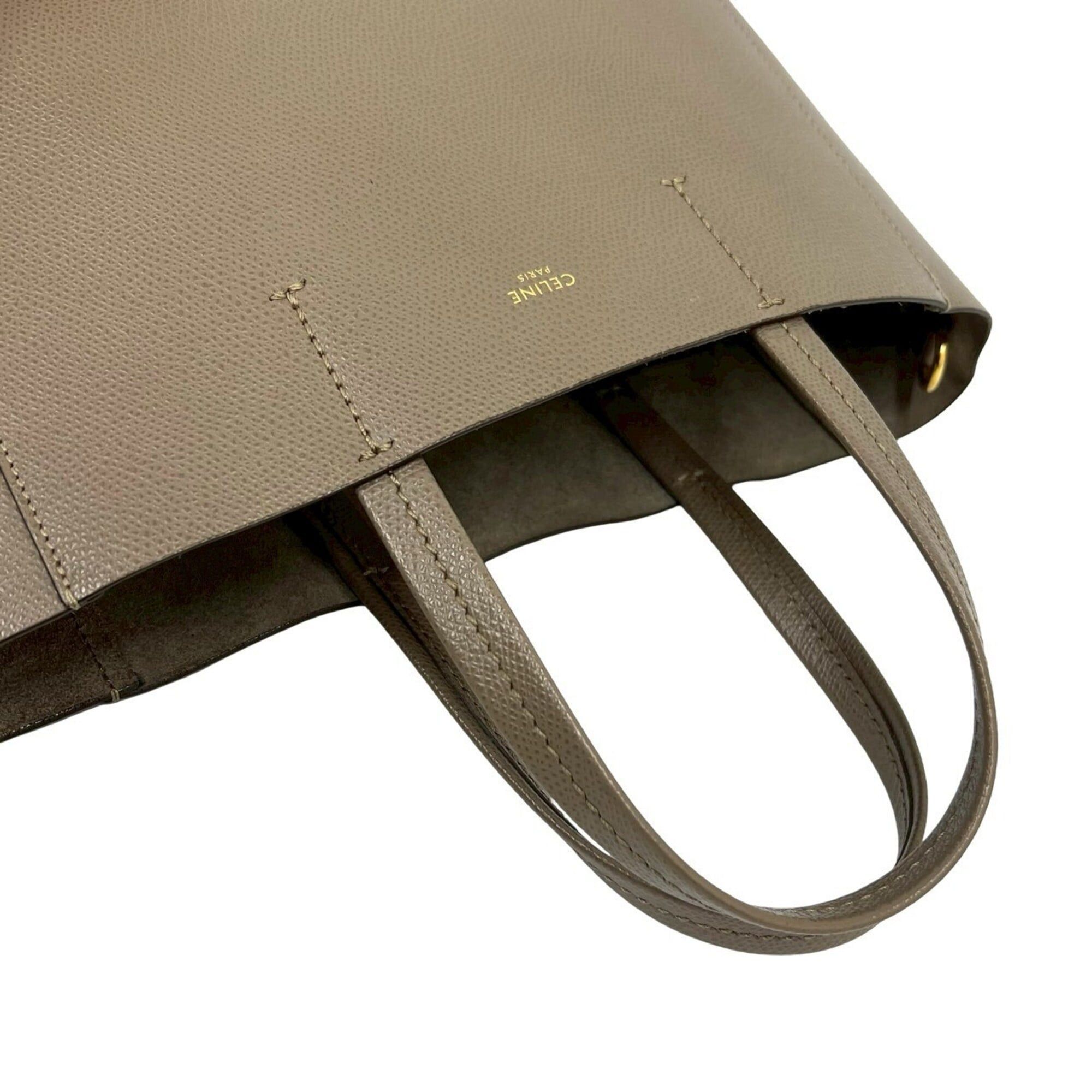 Celine CELINE Vertical Cabas Small Logo Leather 2-way Shoulder Bag/Handbag Beige 93328 Size ONE SIZE - 4 Thumbnail