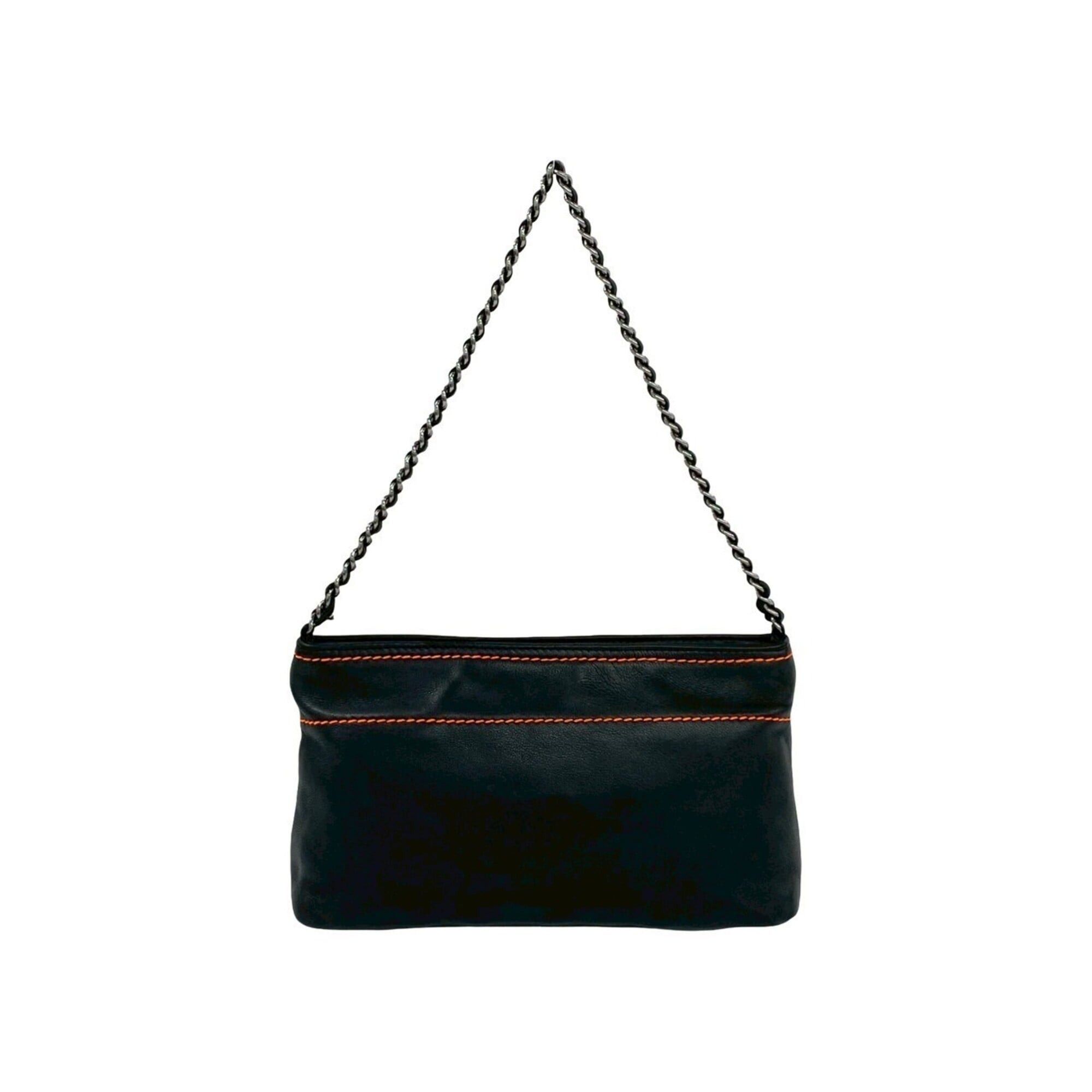 Chanel CHANEL Vintage Lambskin Leather Chain Handbag Semi-Shoulder Bag Black 24993 Size ONE SIZE - 3 Thumbnail