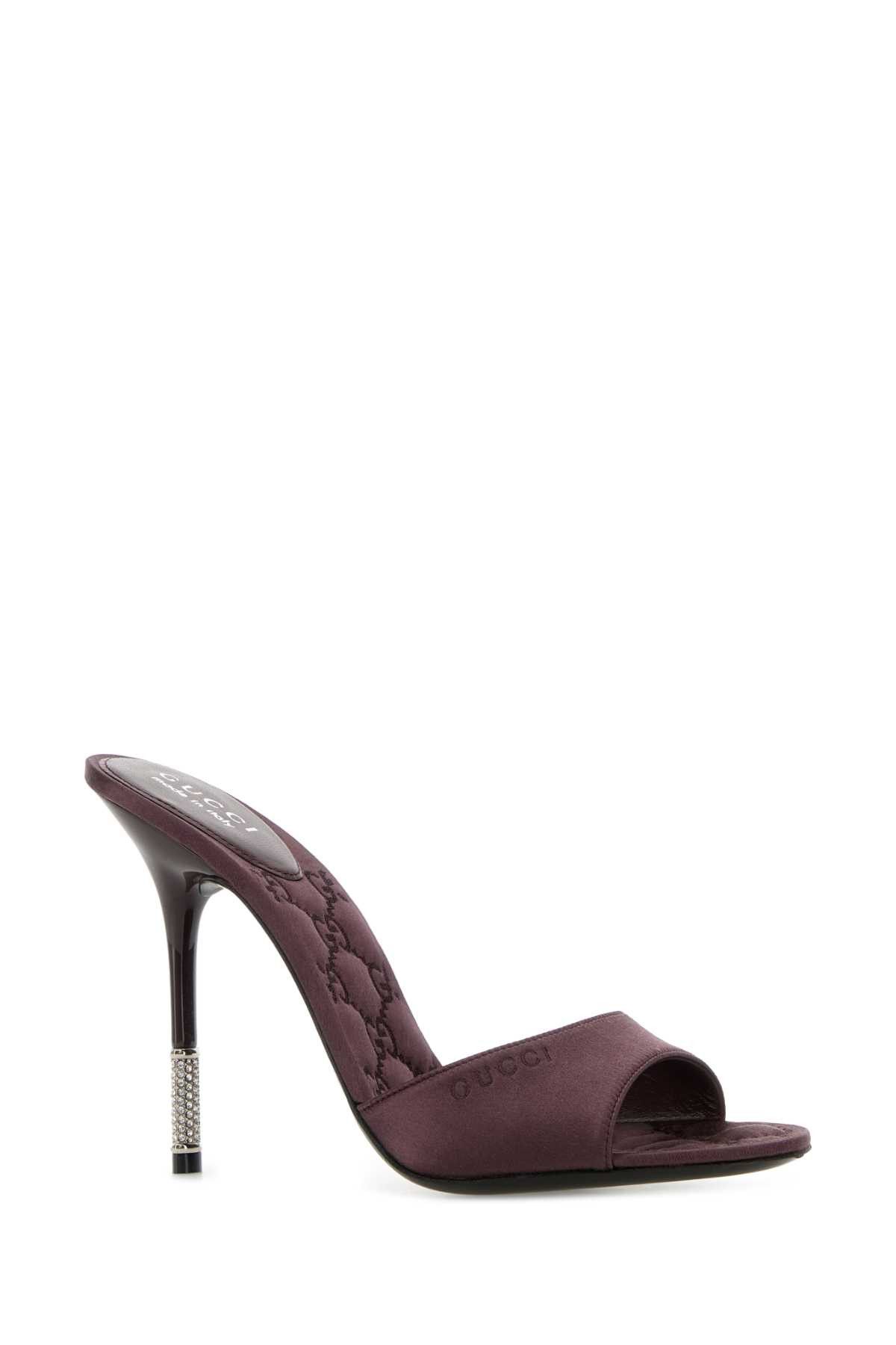 Gucci Purple Satin Mules Size US 6 / IT 36 - 2 Thumbnail