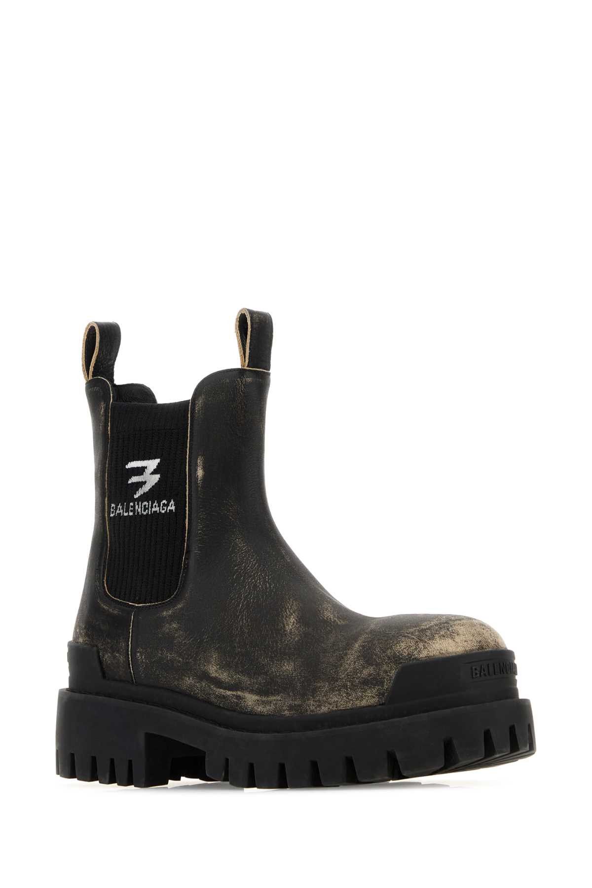 Balenciaga Black Leather Strike Chelsea Ankle Boots Size US 9 / IT 39 - 2 Thumbnail