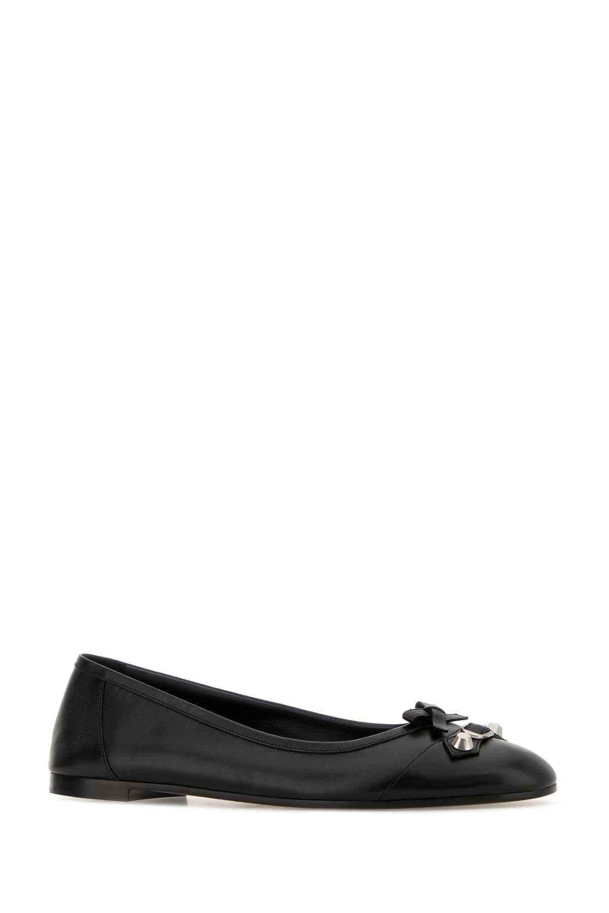 Balenciaga Black Leather City Up Ballerinas Size US 9 / IT 39 - 2 Thumbnail