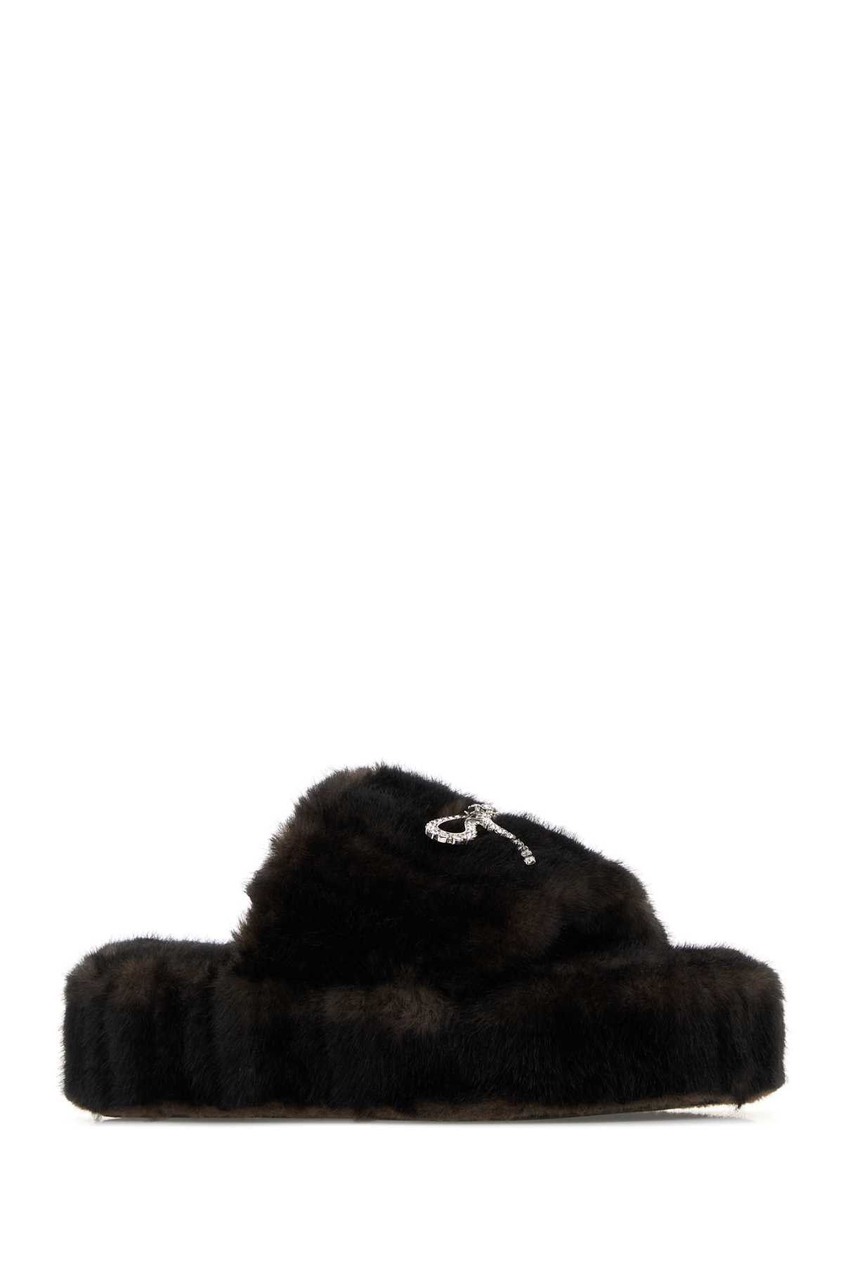 Balenciaga Dark Brown Eco Fur Slippers Size US 6 / IT 36 - 2 Thumbnail