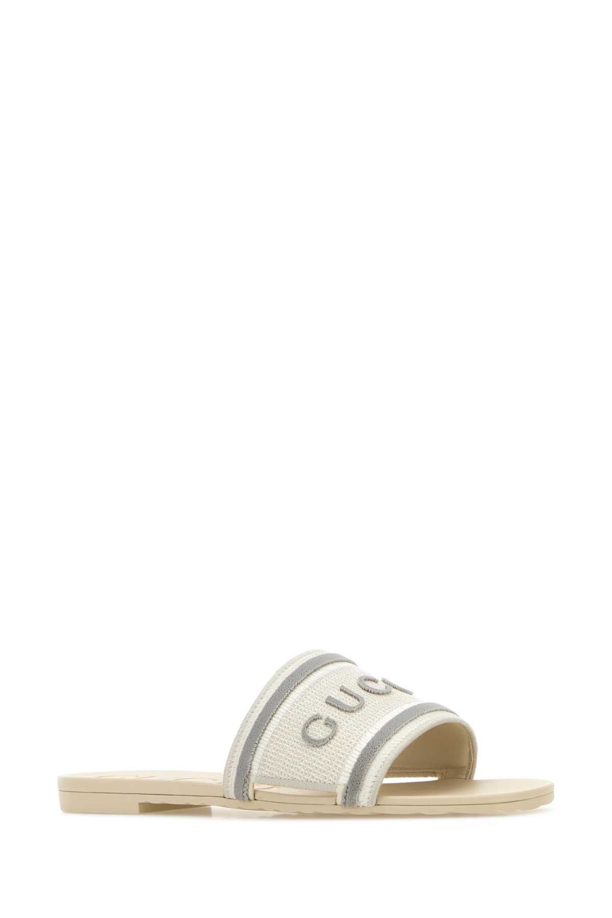 Gucci White Canvas Slippers Size US 6.5 / IT 36.5 - 2 Thumbnail