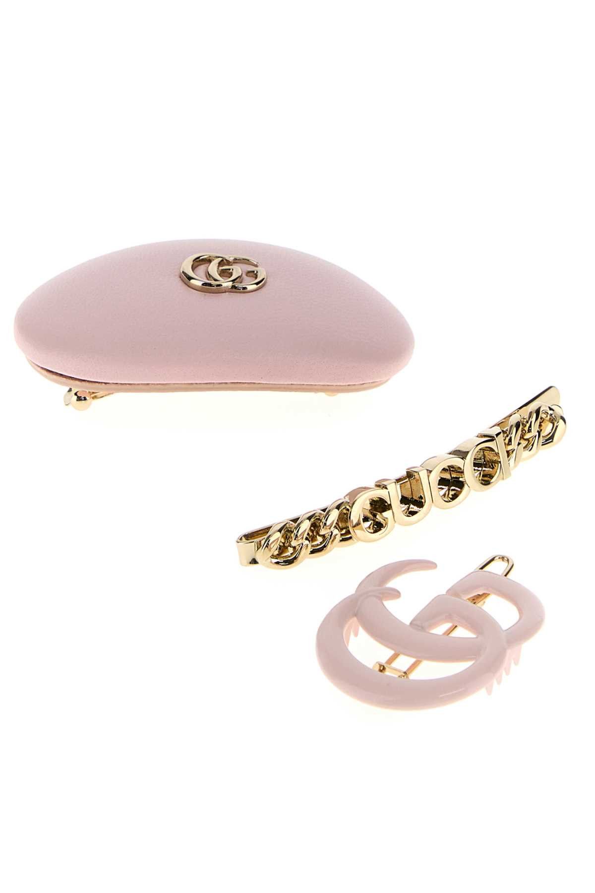 Gucci Two-Tone Leather And Metal Hair Clips Set Size ONE SIZE - 2 Thumbnail
