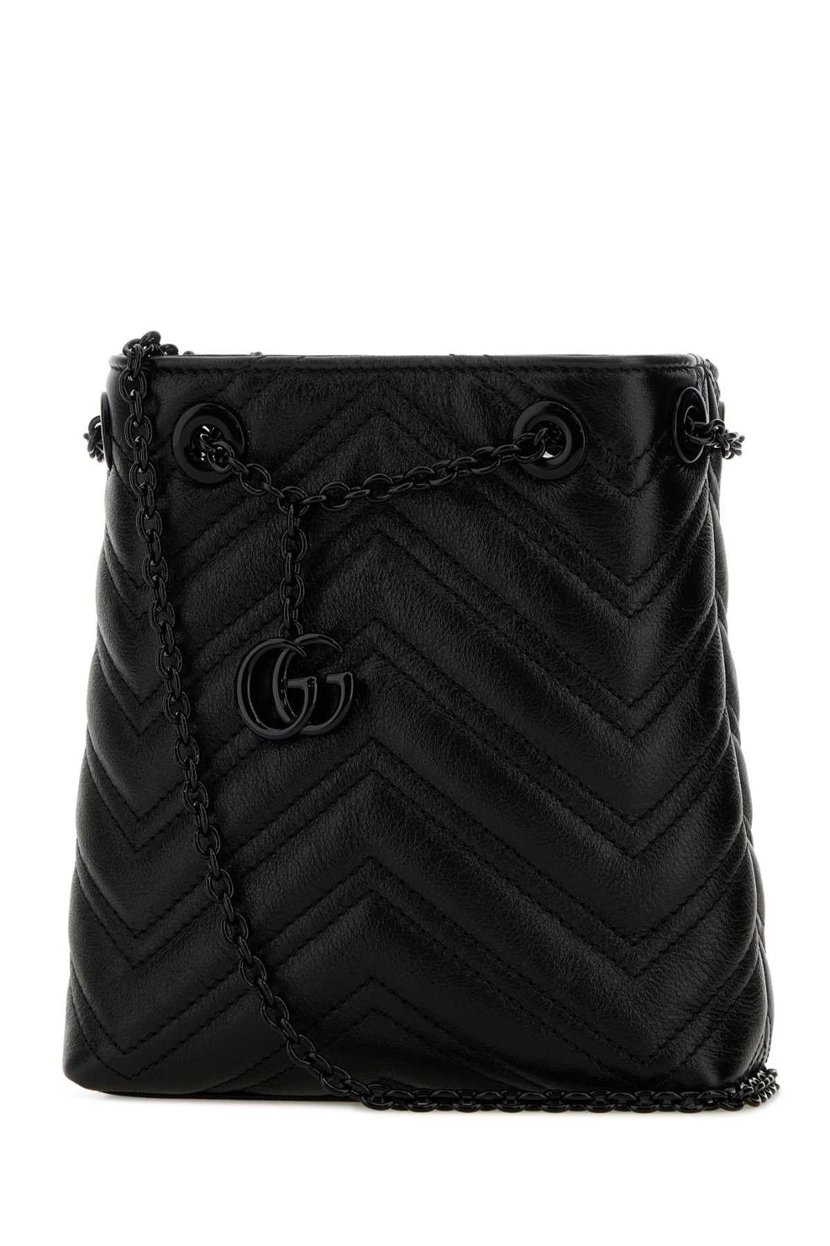 Gucci Black Leather Micro Gg Marmont Bucket Bag Size ONE SIZE - 2 Thumbnail