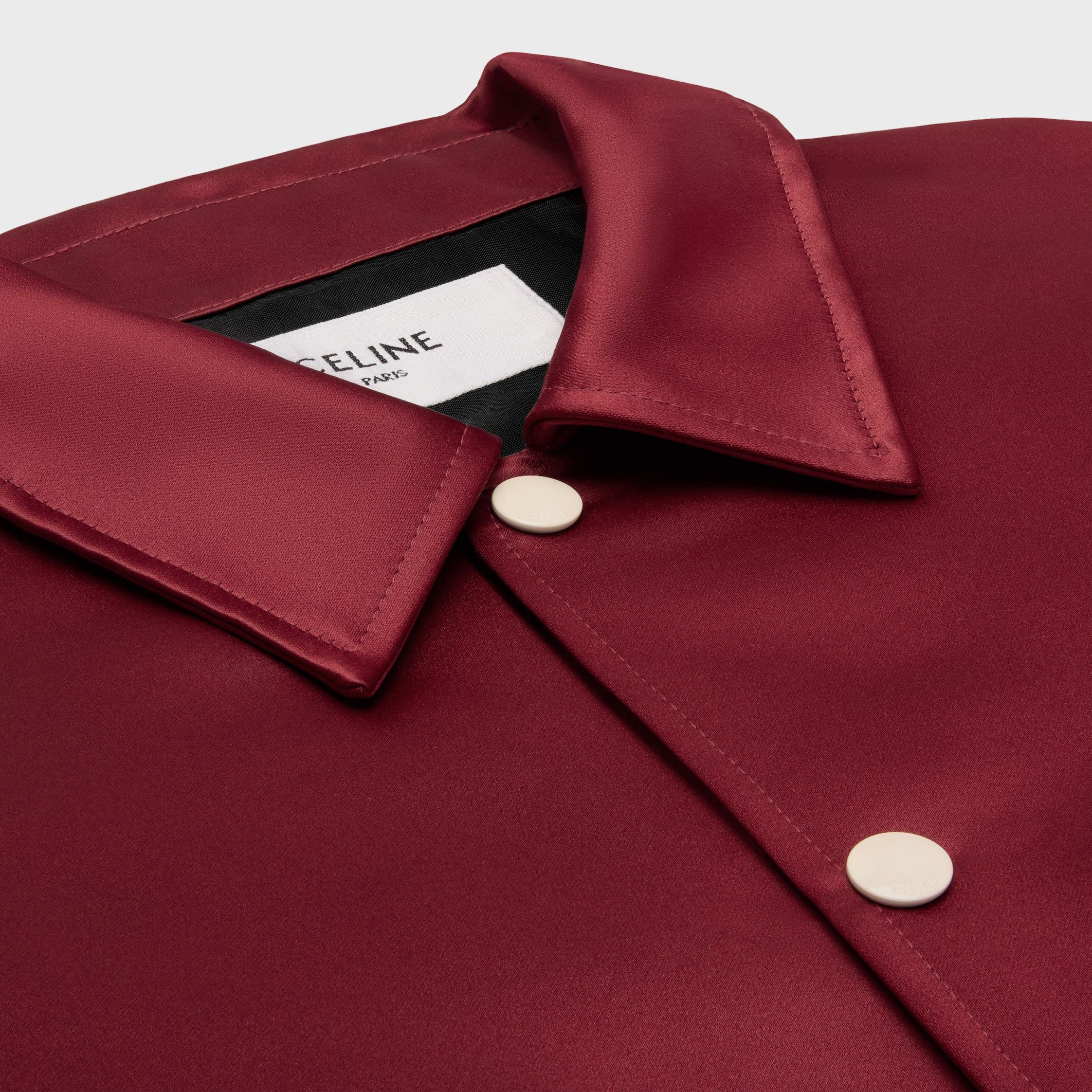Celine TRIOMPHE TEDDY JACKET IN SATIN burgundi Size US L / EU 52-54 / 3 - 3 Thumbnail