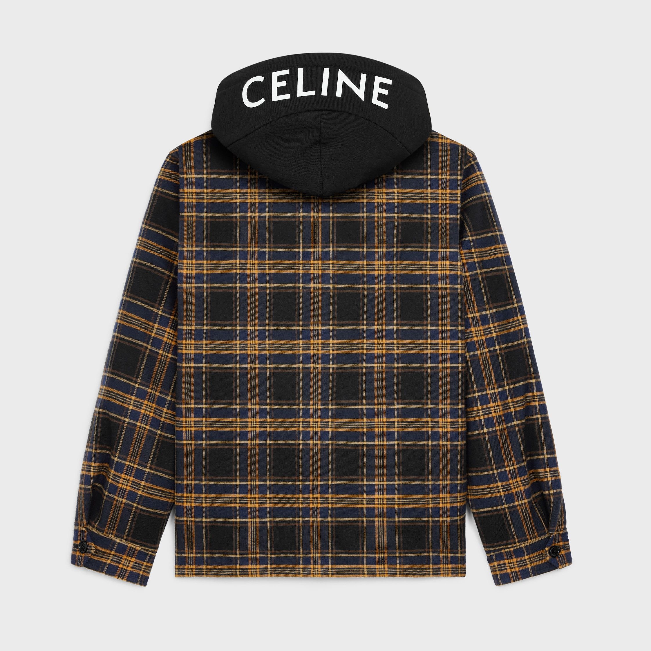 Celine HOODED OVERSHIRT IN CHECKED COTTON MARINE/JAUNE/VANILLE Size US XS / EU 42 / 0 - 2 Thumbnail
