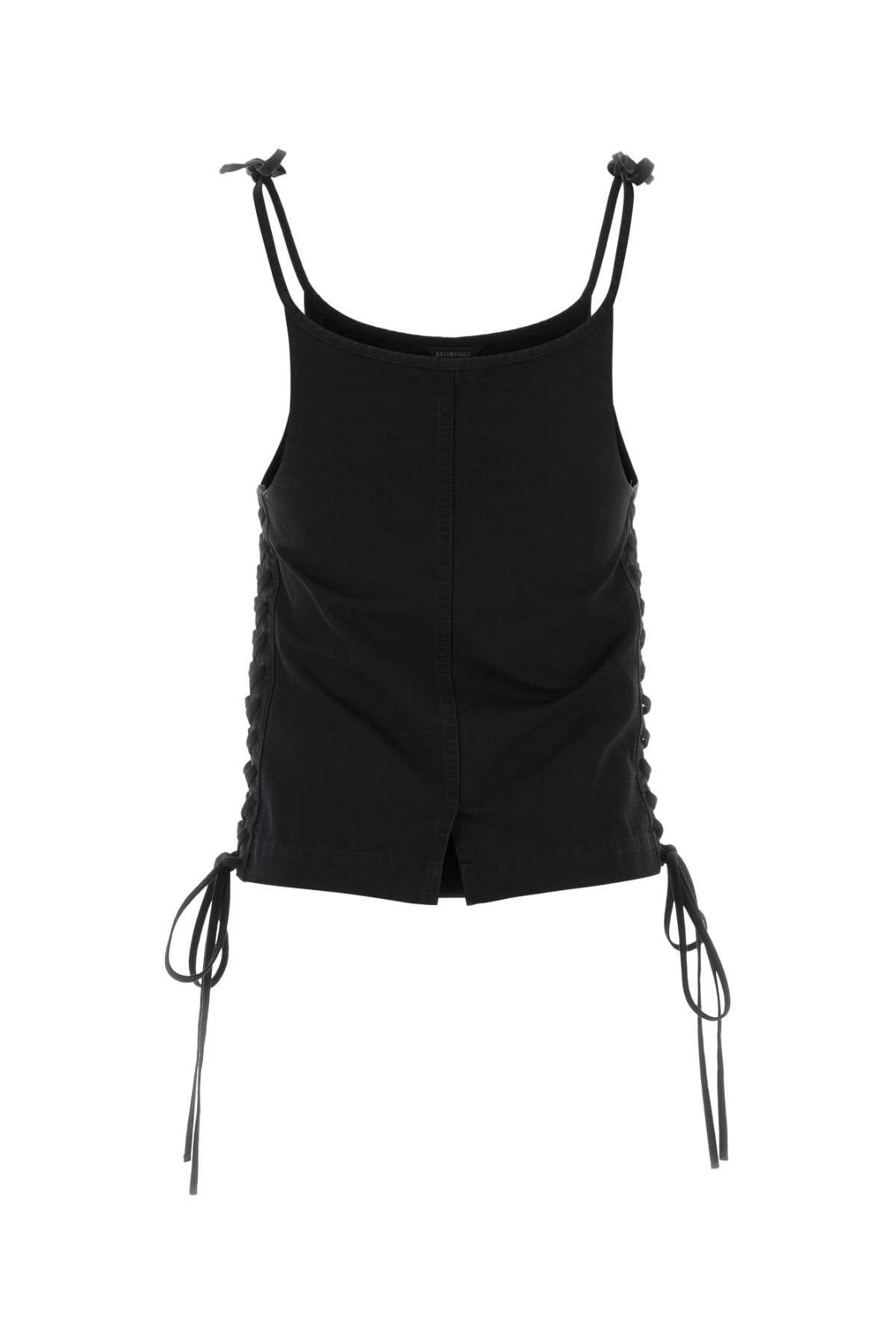 Balenciaga Black Cotton Tank Top Size S / US 4 / IT 40 - 2 Thumbnail