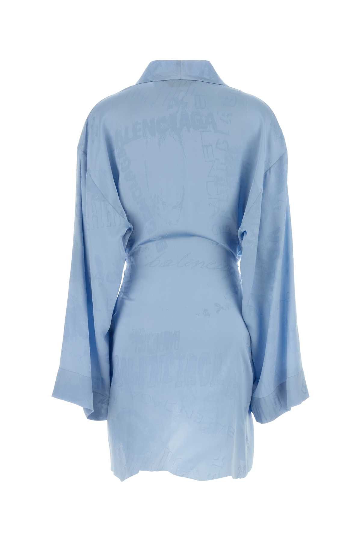 Balenciaga Light-Blue Silk Mini Dress Size XS / US 0-2 / IT 36-38 - 2 Thumbnail