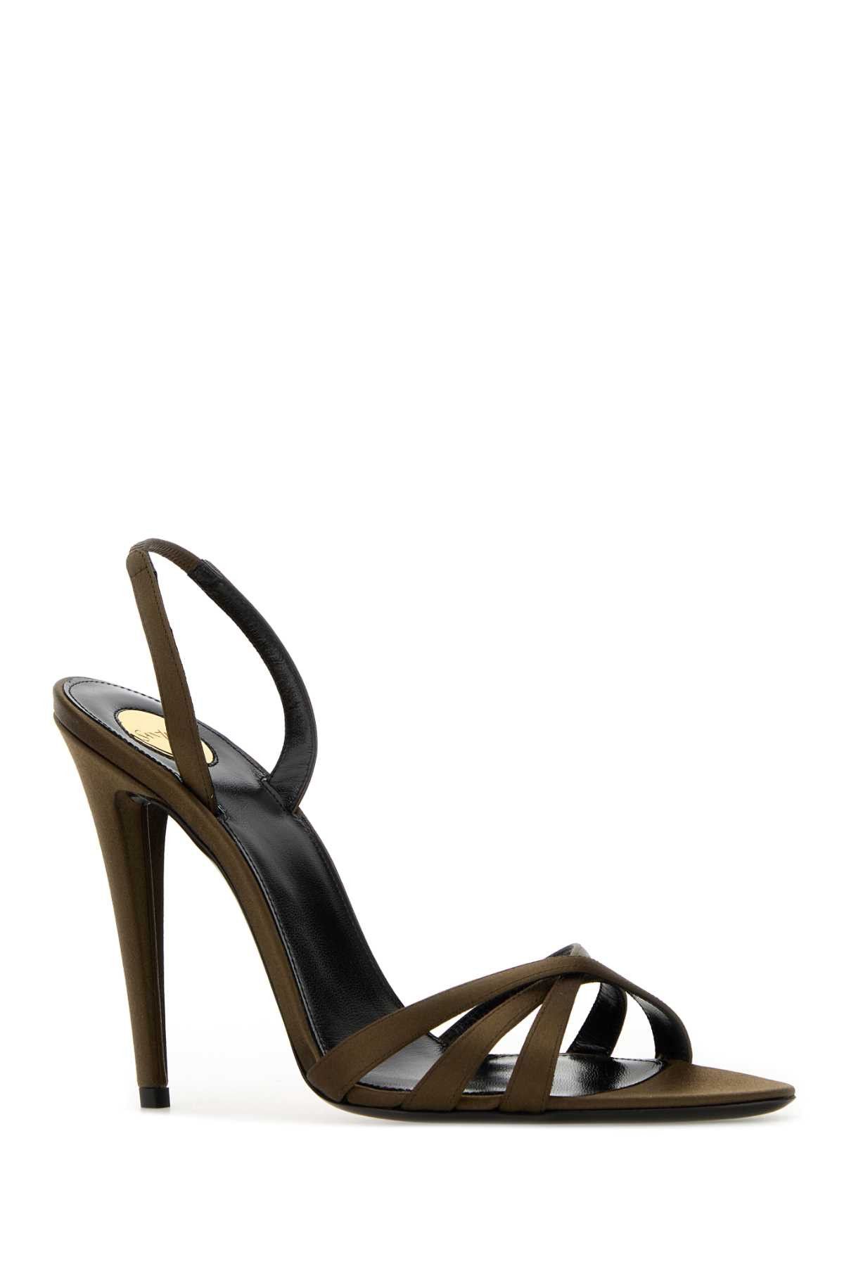 Saint Laurent Paris Army Green Satin Kate Sandals Size US 11 / IT 41 - 2 Thumbnail
