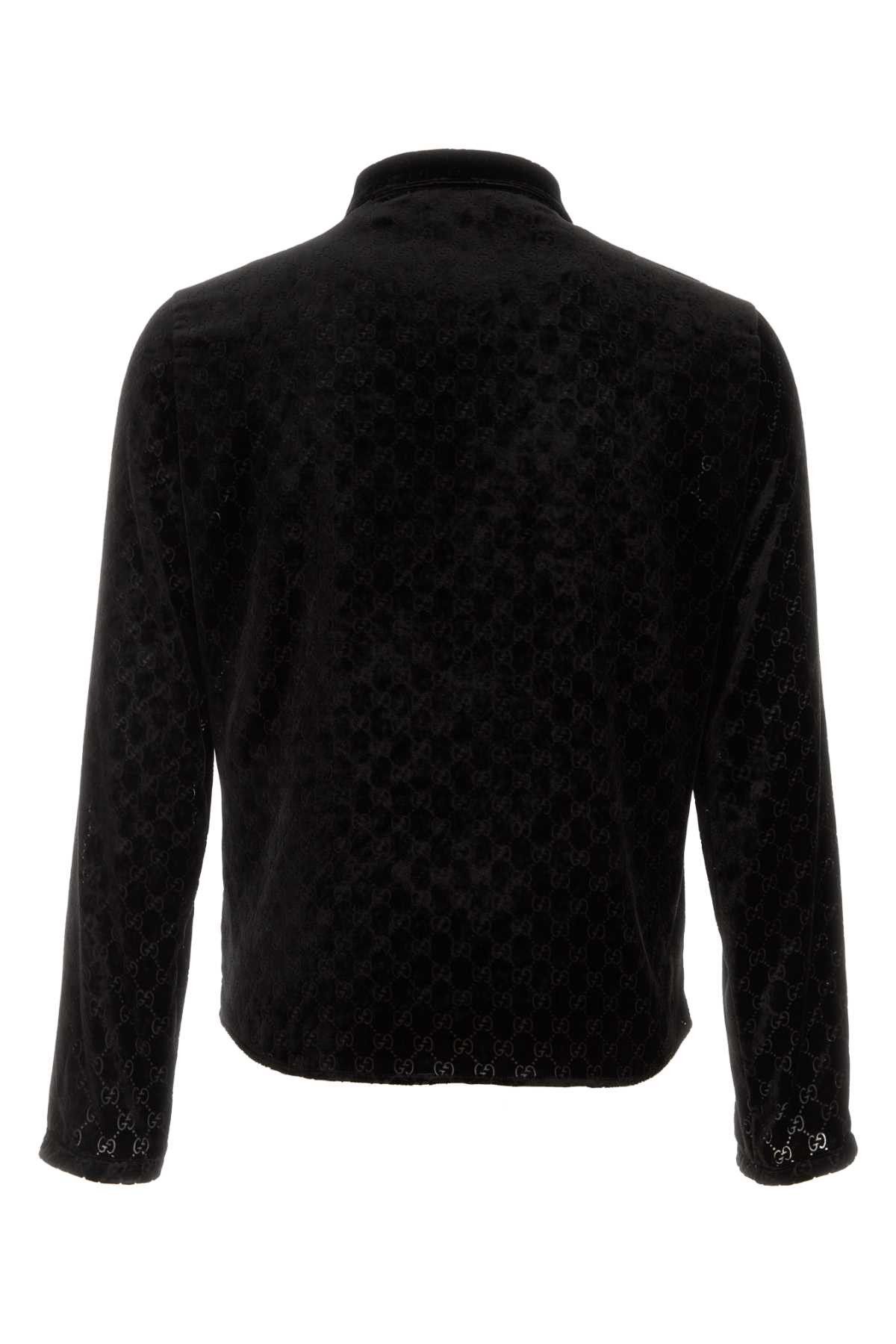 Gucci Black Stretch Velvet Shirt Size US L / EU 52-54 / 3 - 2 Thumbnail