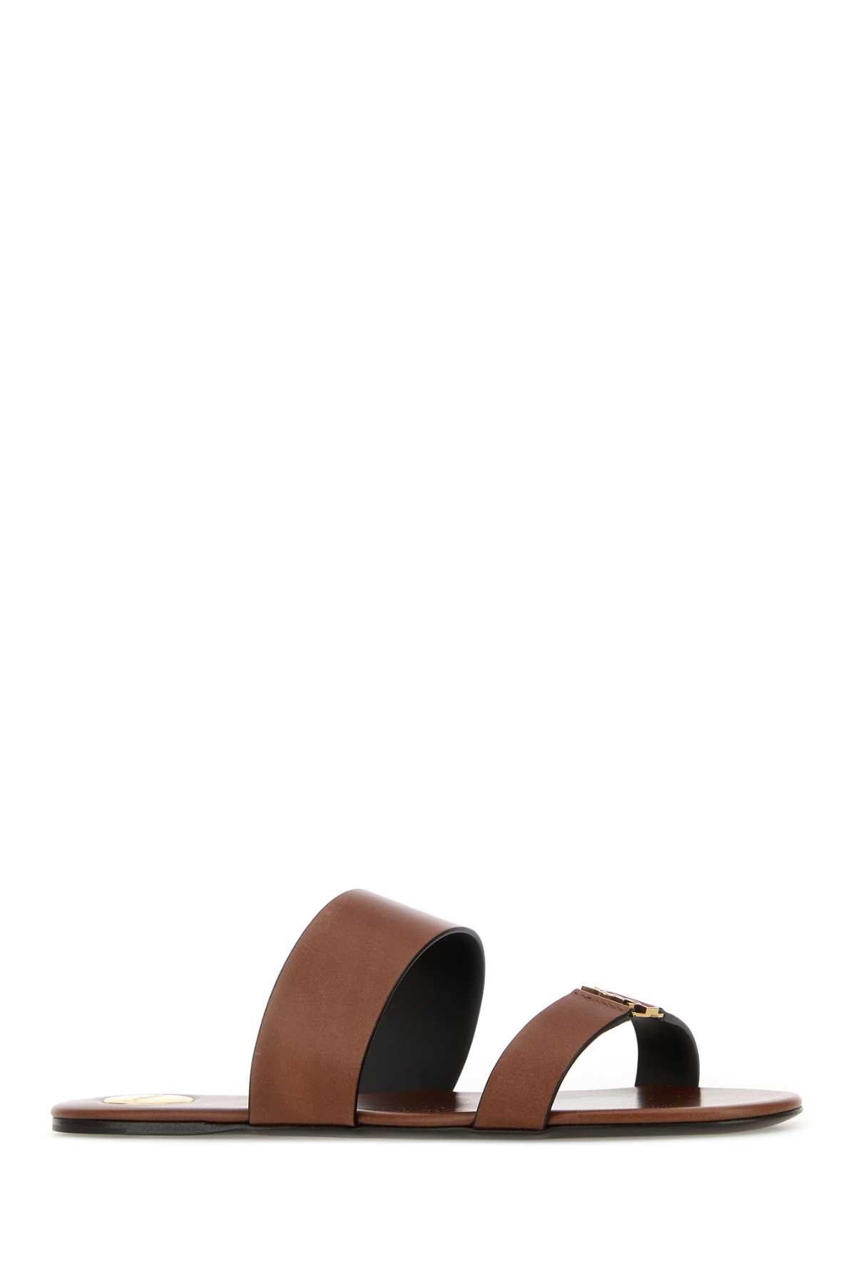 Saint Laurent Paris Brown Leather Babylone Slippers Size US 7 / IT 37 - 2 Thumbnail