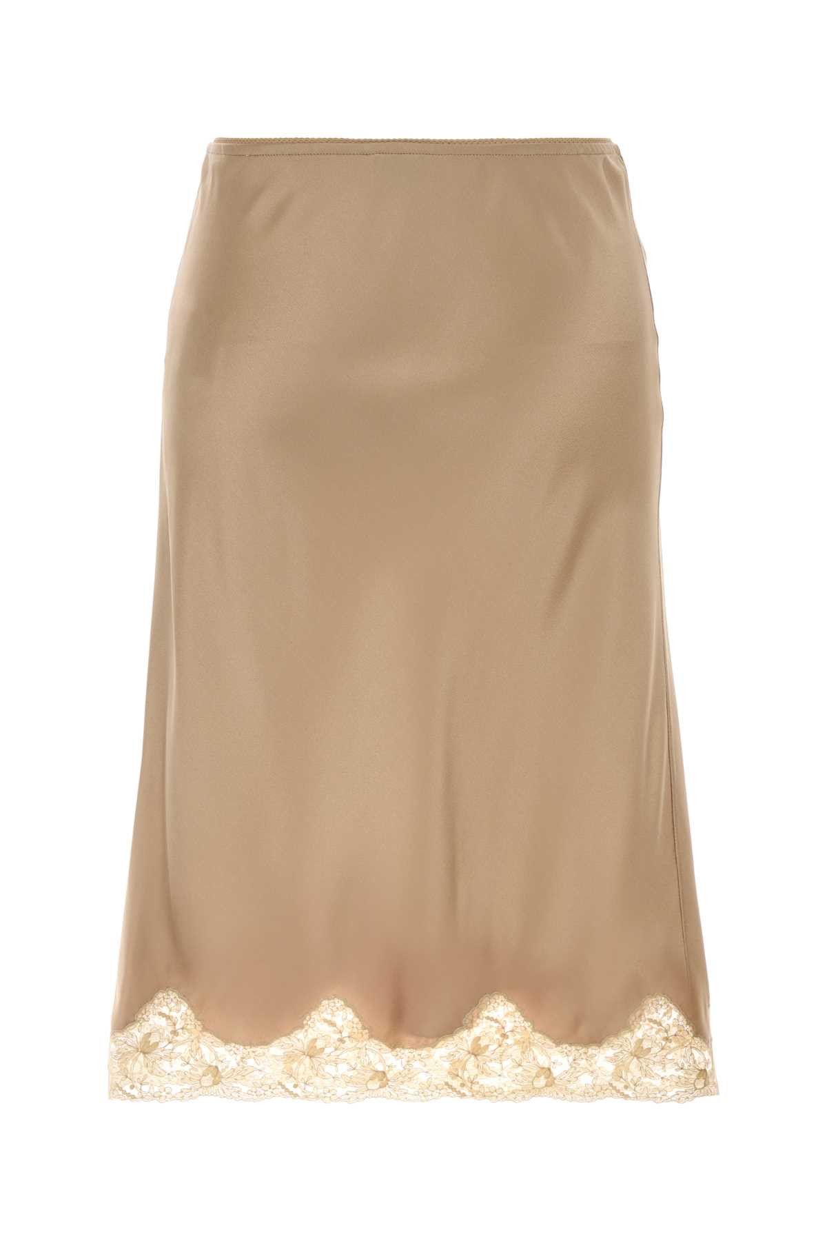 Saint Laurent Paris Beige Satin Skirt Size 28" / US 6 / IT 42 - 2 Thumbnail