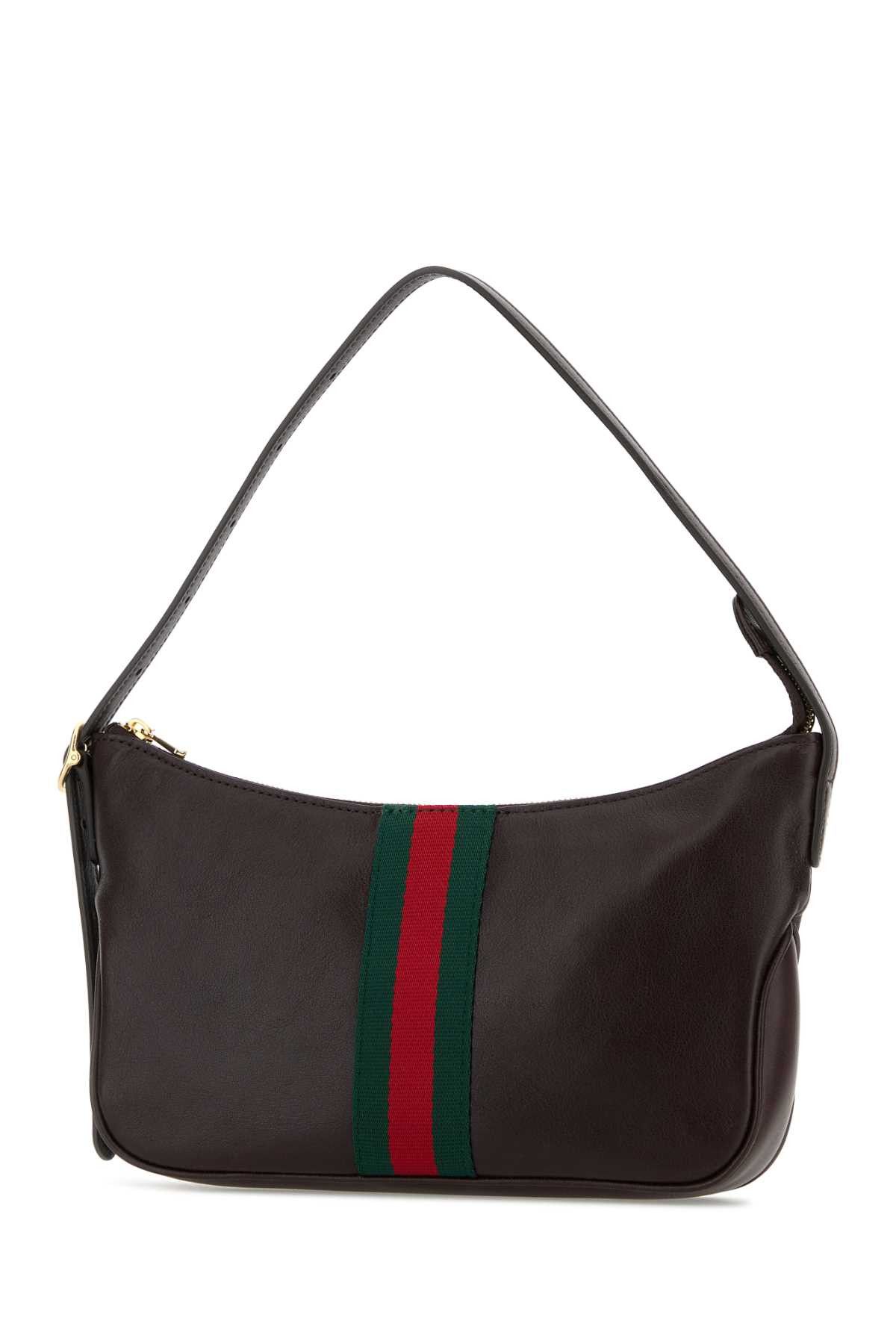 Gucci Dark Brown Leather Small Lunetta Shoulder Bag Size ONE SIZE - 2 Thumbnail