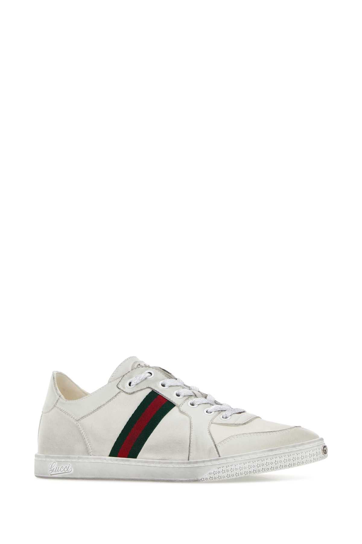 Gucci White Leather Stretch Sneakers Size US 7 / EU 40 - 2 Thumbnail
