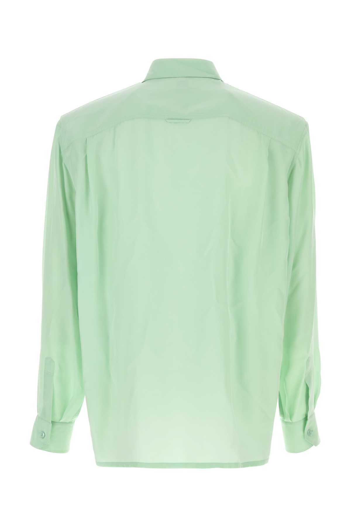 Saint Laurent Paris Mint Green Satin Shirt Size US L / EU 52-54 / 3 - 2 Thumbnail