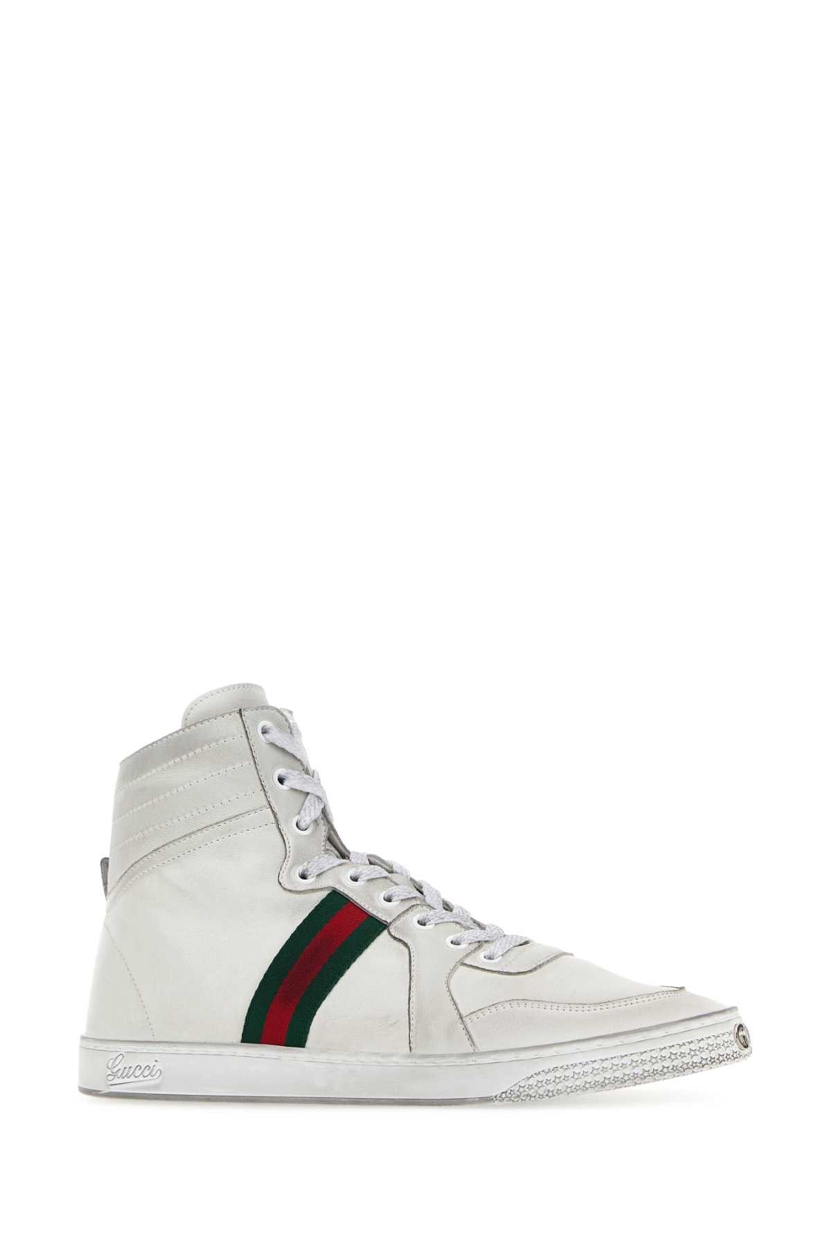 Gucci White Leather Stretch Sneakers Size US 9.5 / EU 42-43 - 2 Thumbnail