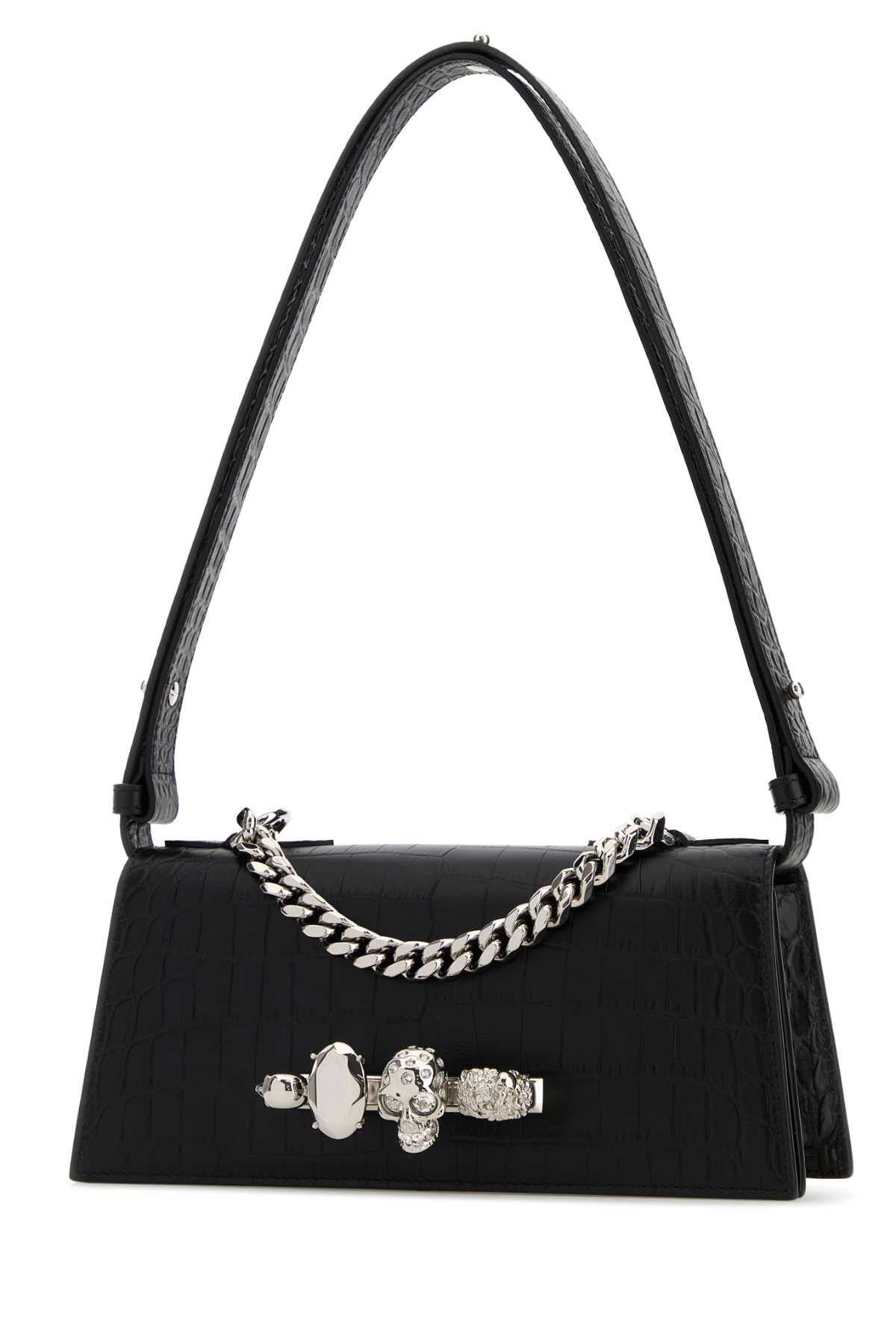 Alexander McQueen Black Leather Mini Jewelled Shoulder Bag Size ONE SIZE - 2 Thumbnail