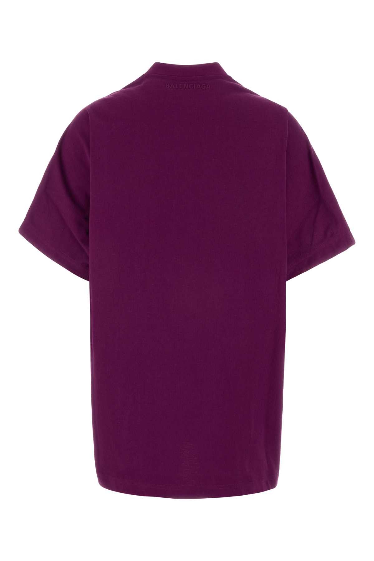 Balenciaga Purple Cotton Oversize T-Shirt Size XS / US 0-2 / IT 36-38 - 2 Thumbnail