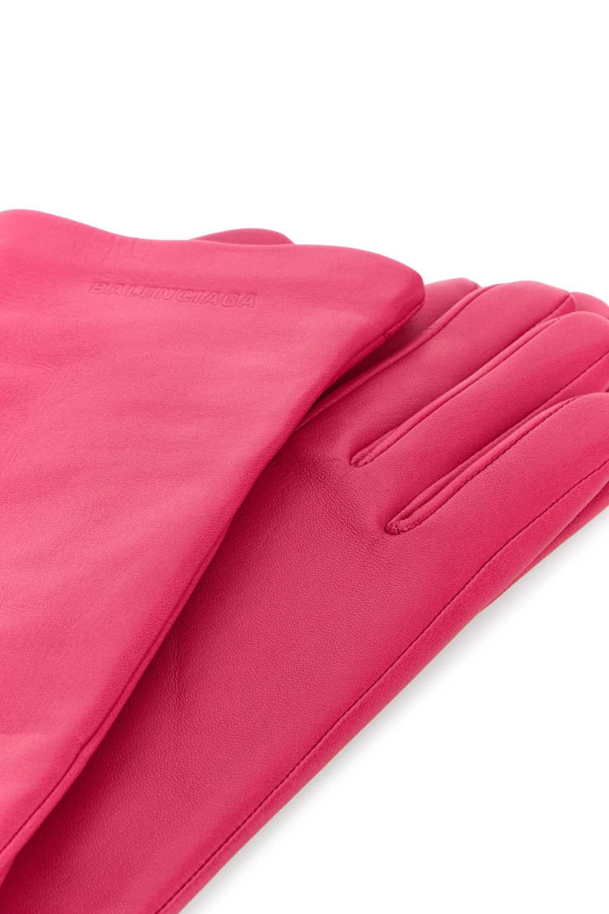 Balenciaga Fuchsia Leather Gloves Size ONE SIZE - 2 Thumbnail