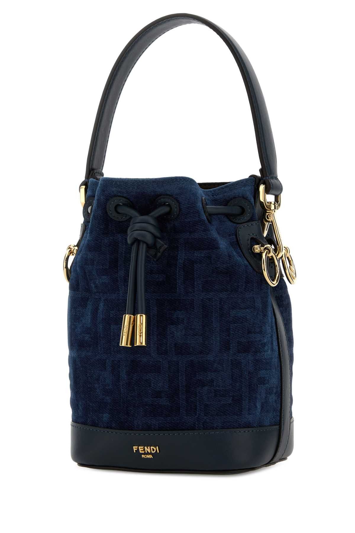 Fendi Dark Blue Velvet Mon Tresor Bucket Bag Size ONE SIZE - 2 Thumbnail