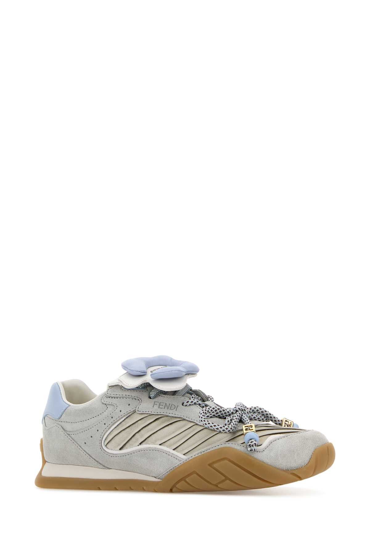 Fendi Light Blue Suede And Fabric Fendi Wave Sneakers Size US 10 / IT 40 - 2 Thumbnail