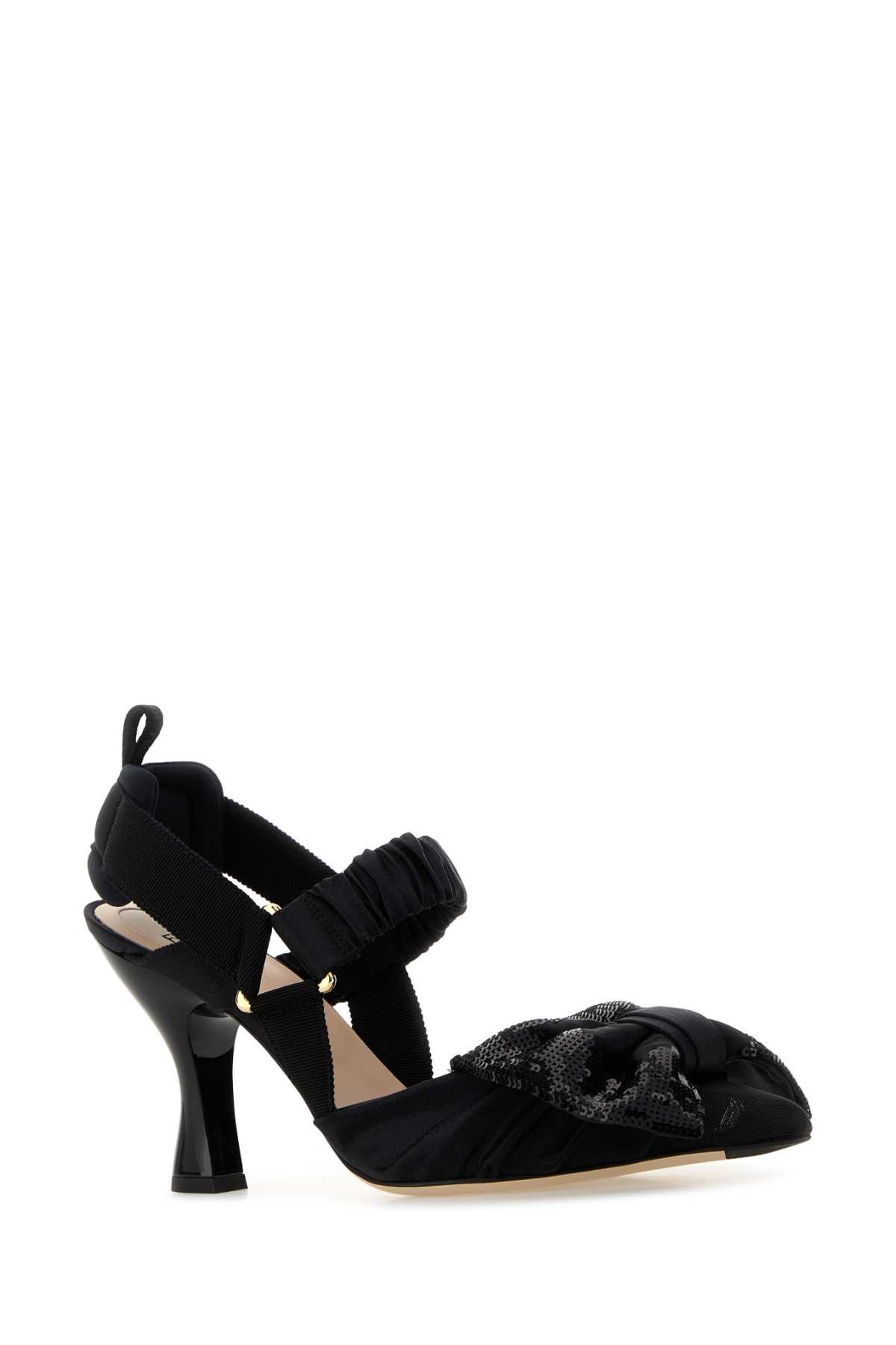 Fendi Black Mesh Colibrã¬ Pumps Size US 7 / IT 37 - 2 Thumbnail