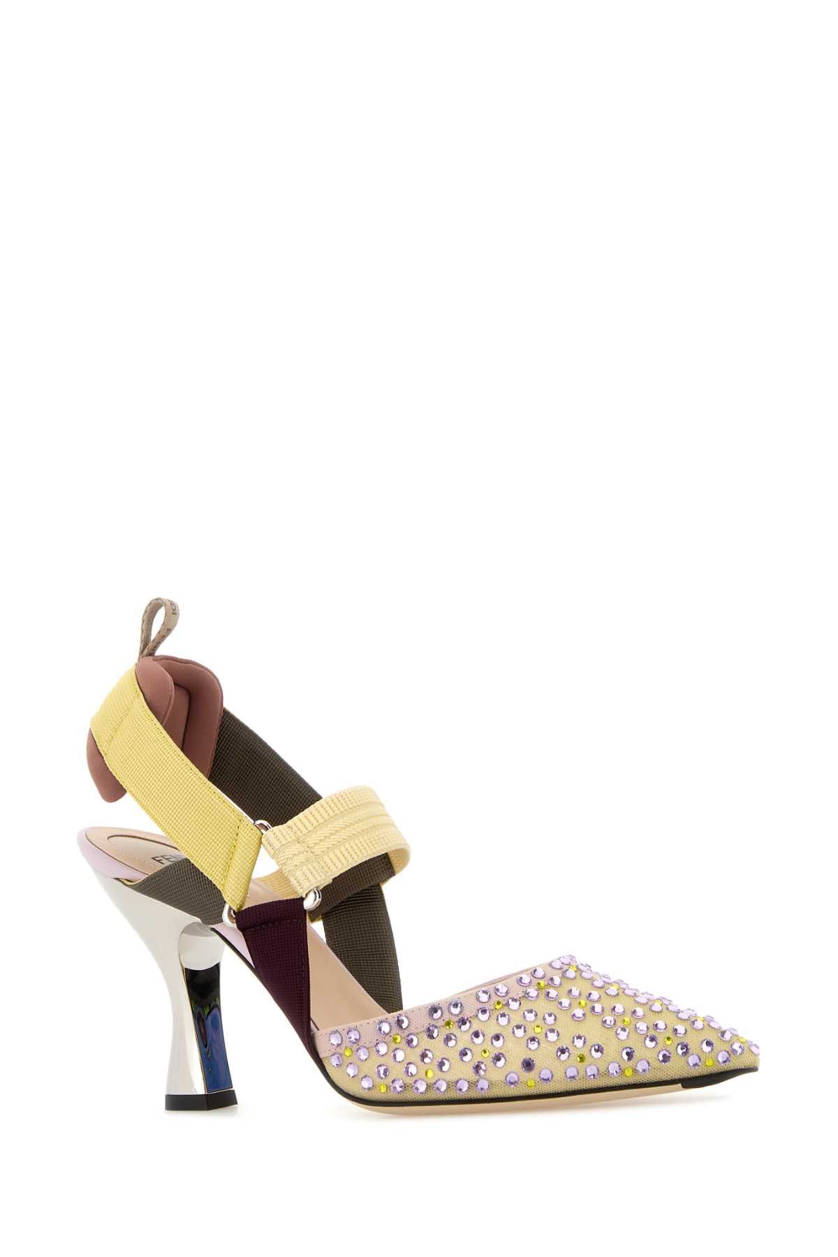 Fendi Multicolor Mesh And Fabric Colibrã¬ Pumps Size US 6 / IT 36 - 2 Thumbnail