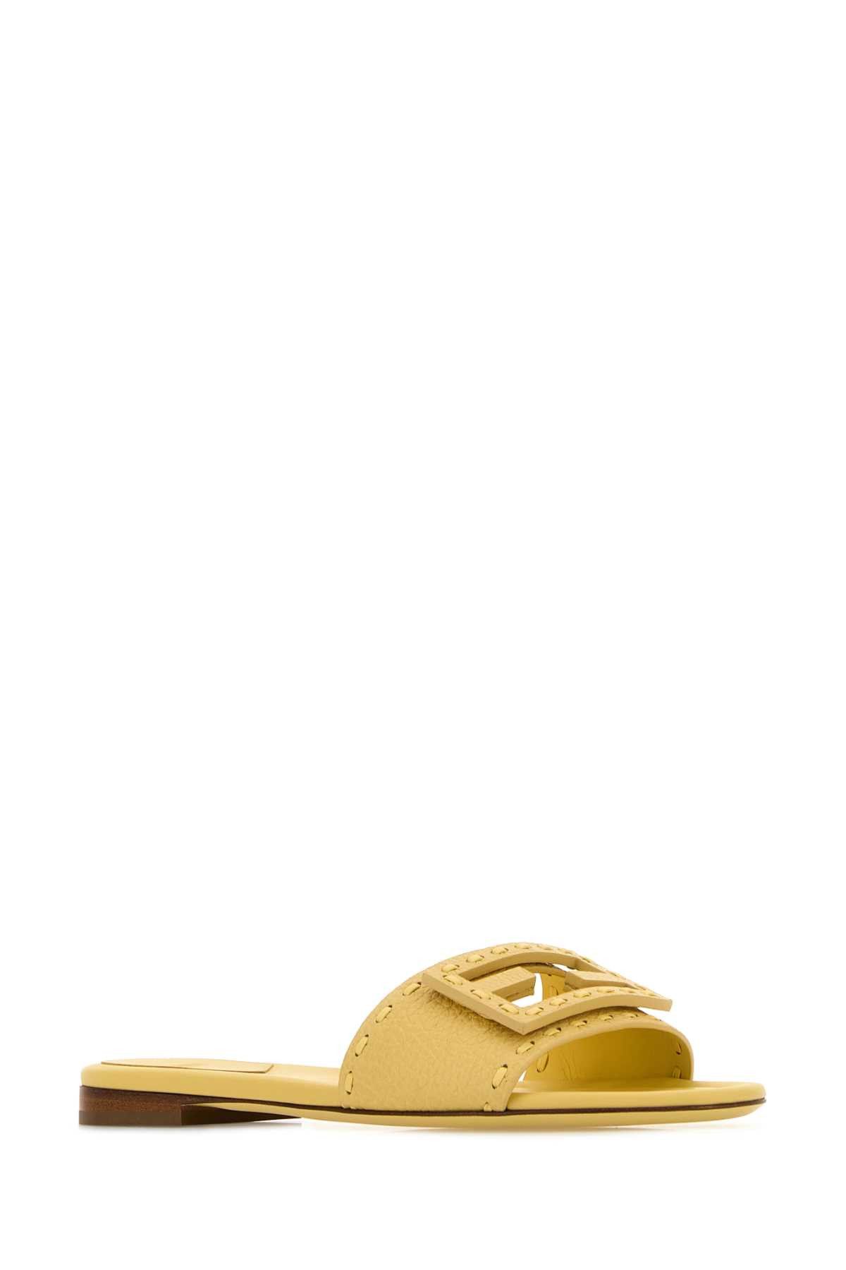 Fendi Yellow Leather Baguette Slippers Size US 11 / IT 41 - 2 Thumbnail
