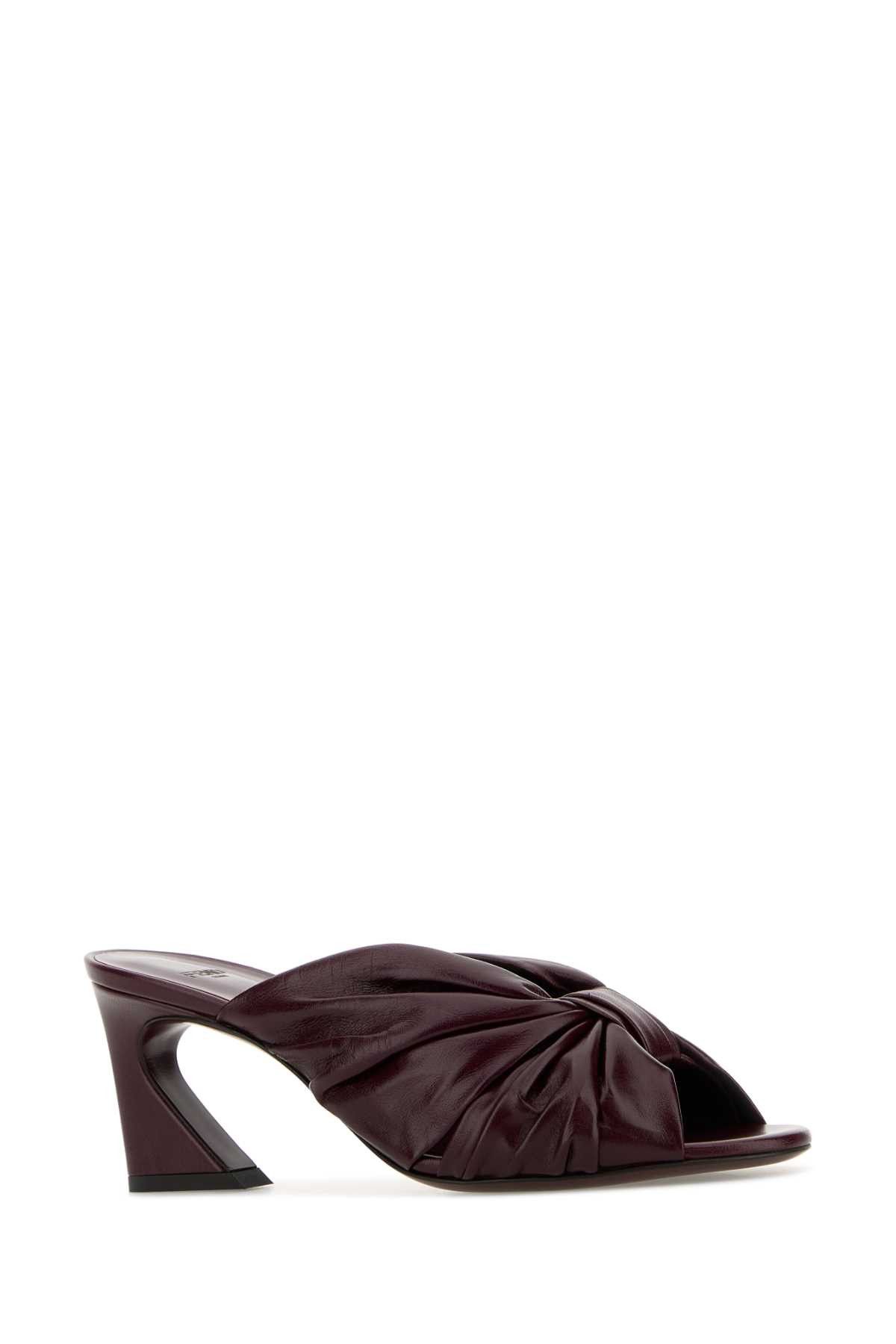 Fendi Burgundy Leather Fendi Arco Mules Size US 9 / IT 39 - 2 Thumbnail