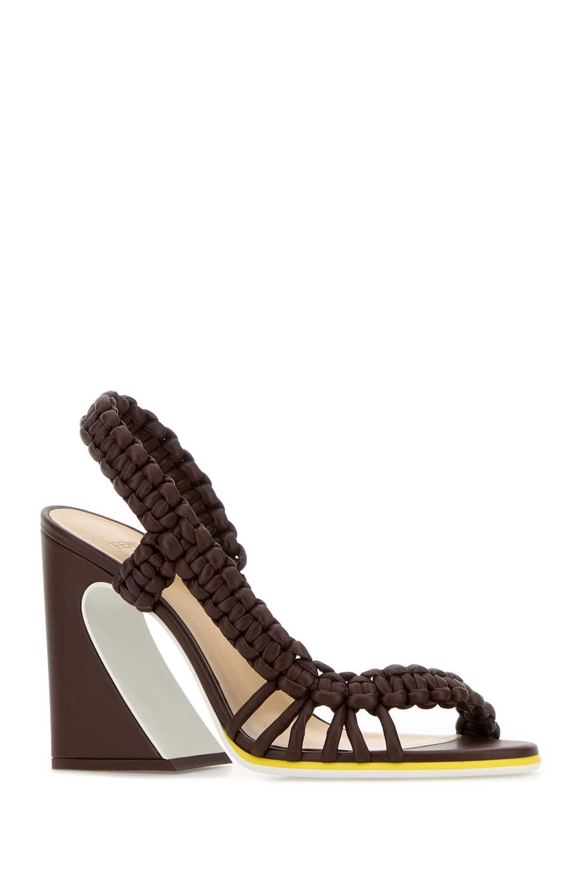 Fendi Brown Leather Fendi Arc Sandals Size US 8.5 / IT 38.5 - 2 Thumbnail