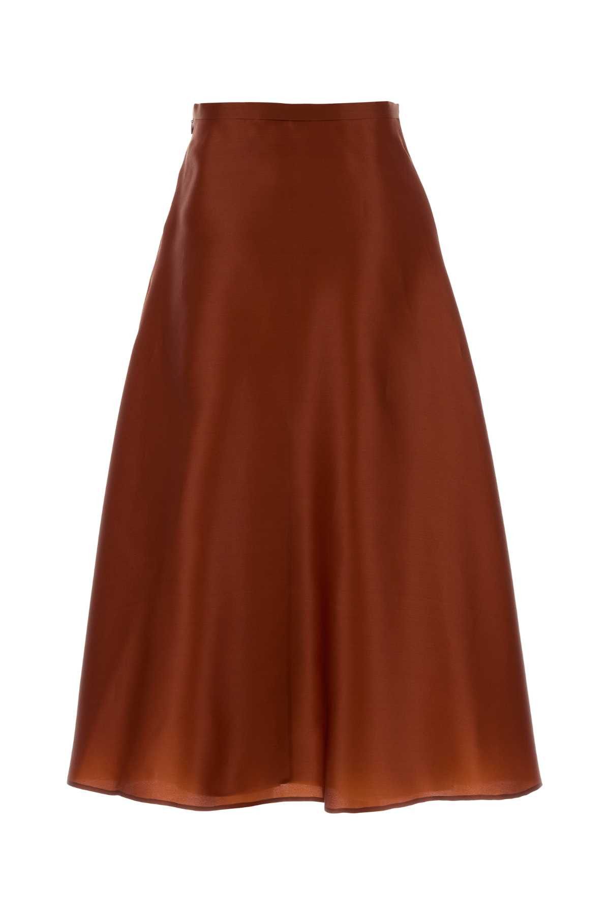Alberta Ferretti Brick Silk Skirt Size 27" / US 4 / IT 40 - 2 Thumbnail